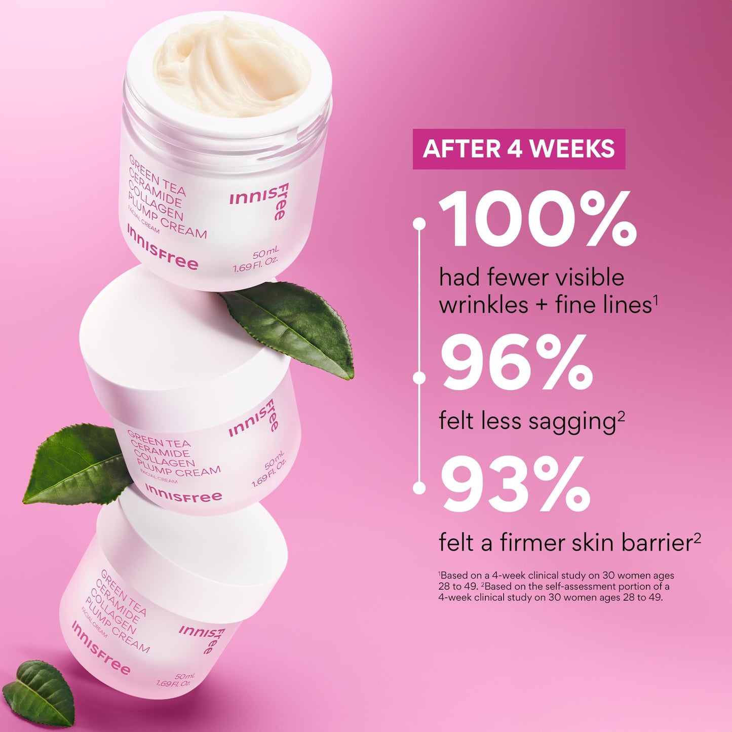 innisfree Green Tea Ceramide Plump Cream | Korean Anti-Aging Face Moisturizer with Niacinamide for