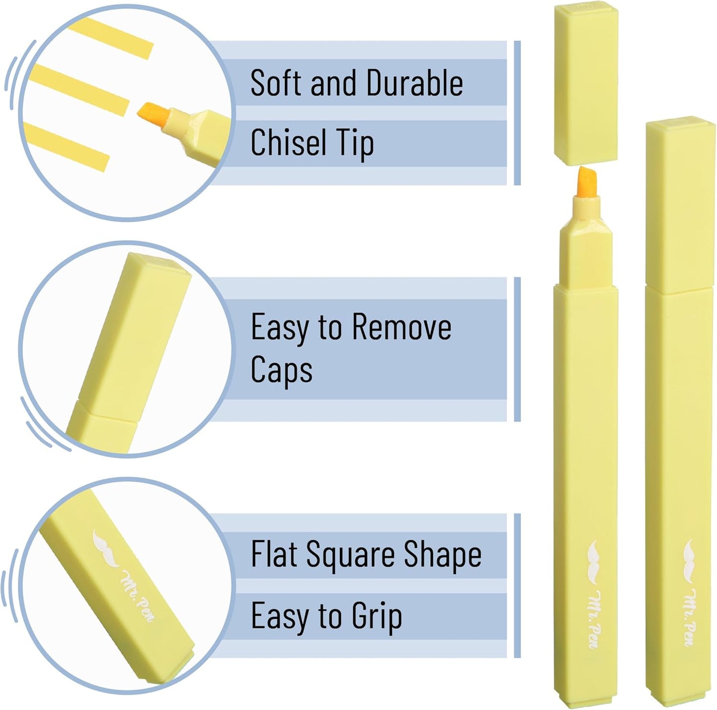 Mr. Pen- Aesthetic Highlighters, 8 Pack, Chisel Tip, Retro Colors, Cute Highlighters Assorted Colors, Cute Markers