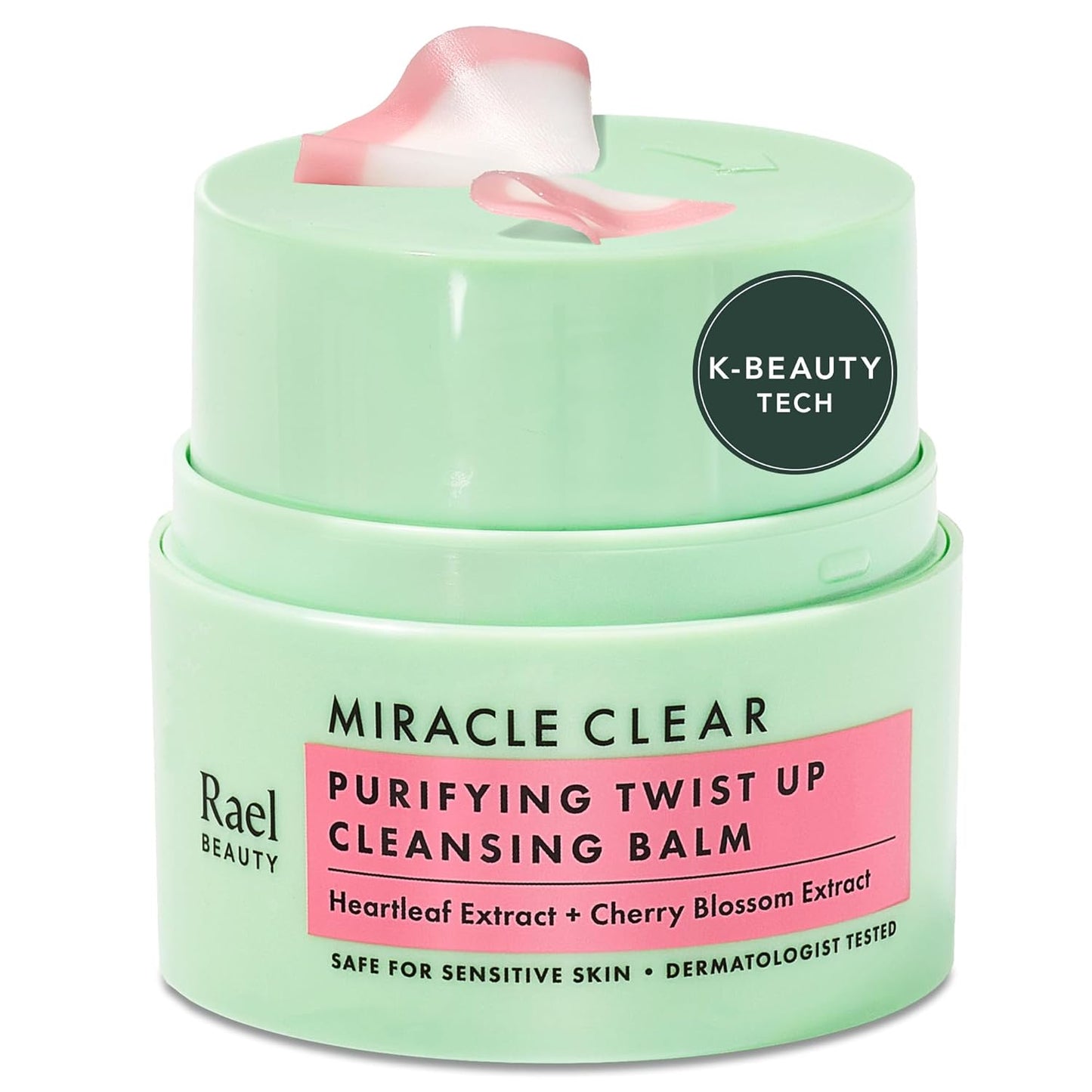 Rael Miracle Clear Cleansing Balm – Makeup Remover, Twist-Up Face Cleanser, Double Cleanse, Non-Comedogenic, with Rice Bran & Jojoba Oils, Vegan, Korean Skin Care, All Skin Types (1.69 fl oz)