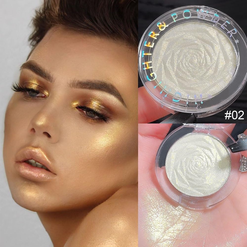 evpct Blonde Gold Face Highlighter Makeup Shimmer Glitter Diamond Sparkly Highlighters Makeup Palette Powder for Face Body Cheek Skin iluminadores iluminador de jos maquillaje luminizers 02