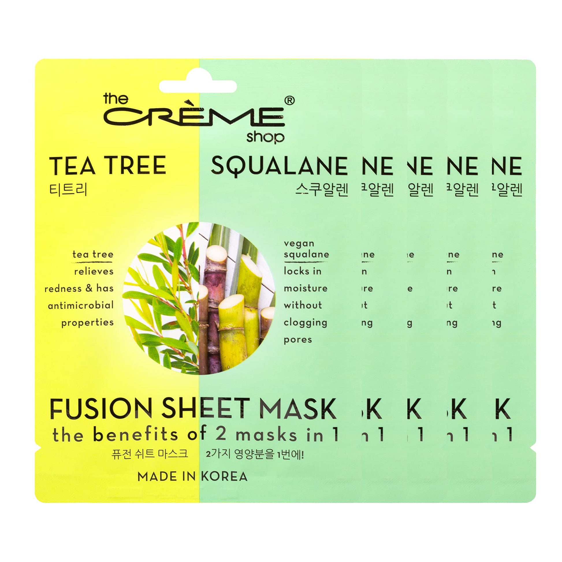 The Crème Shop Tea Tree & Squalane Fusion Sheet Mask, Korean Sheet Mask, Tea Tree Face Mask with
