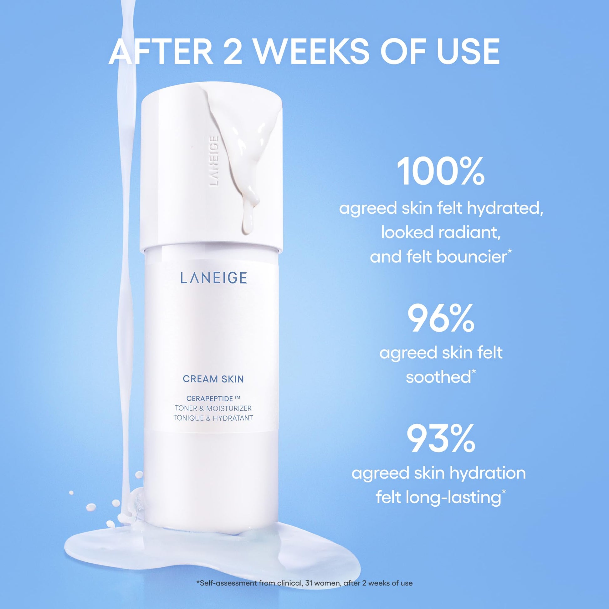 LANEIGE Cream Skin Face Hydrating Milky Toner: Lightweight Refillable Korean Toner & Moisturizer