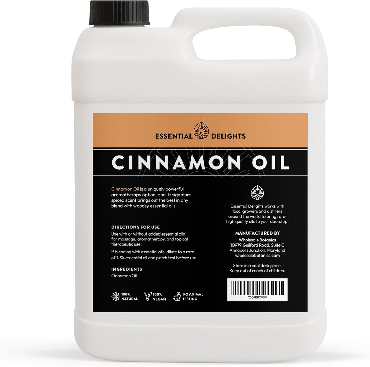 Cinnamon Essential Oil by Essential Delights - Premium Grade Essential Oil | for Aromatherapy, Soaps, & Candles | Vegan & Cruelty Free, 128 Fl.Oz., Bulk Size