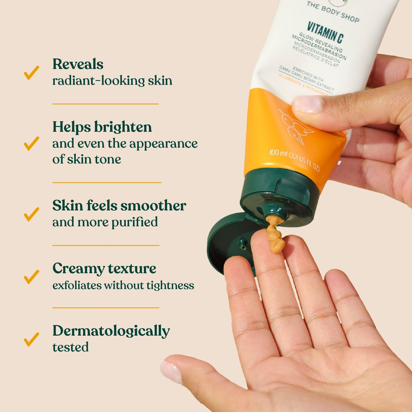 The Body Shop Vitamin C Glow Boosting Microdermabrasion – Exfoliation for Tired, Dull Skin – Vegan