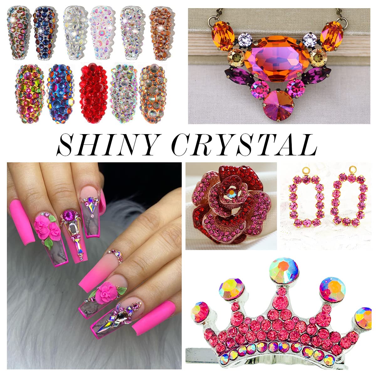 1440Pcs Rose Crystal Rhinestones,Glass Flatback Rhinestones Gemstones Small for Nail Face Makeup Art Crafts Clothes Decoration -(SS4,1.6mm,Rose)