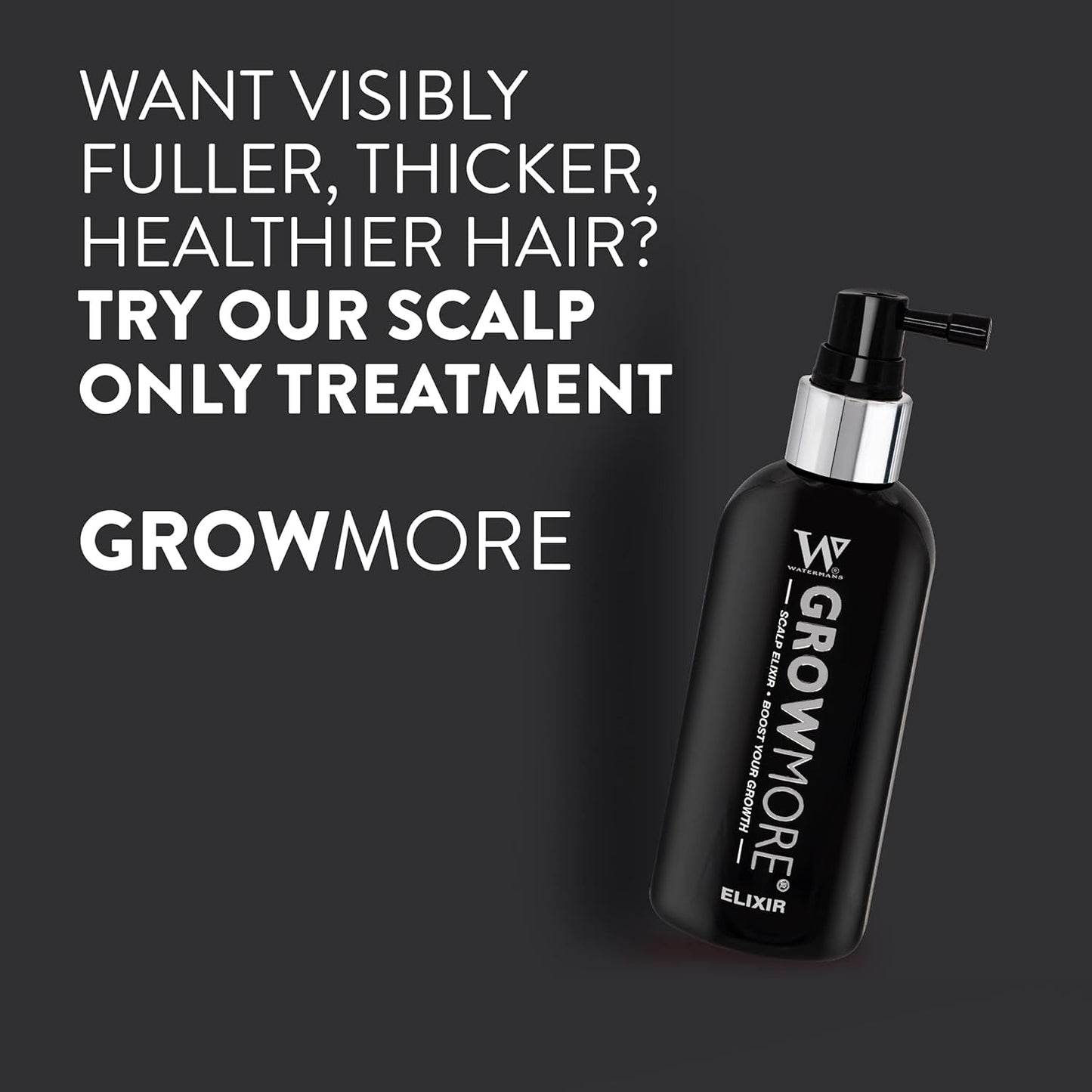 Watermans Grow More Hair Growth Serum | Supports Thicker, Stronger Hair with Biotin, Rosemary & DHT Blockers | Lightweight, Fast-Absorbing & Vegan | Helps Improve Scalp Density – 3.4 fl oz