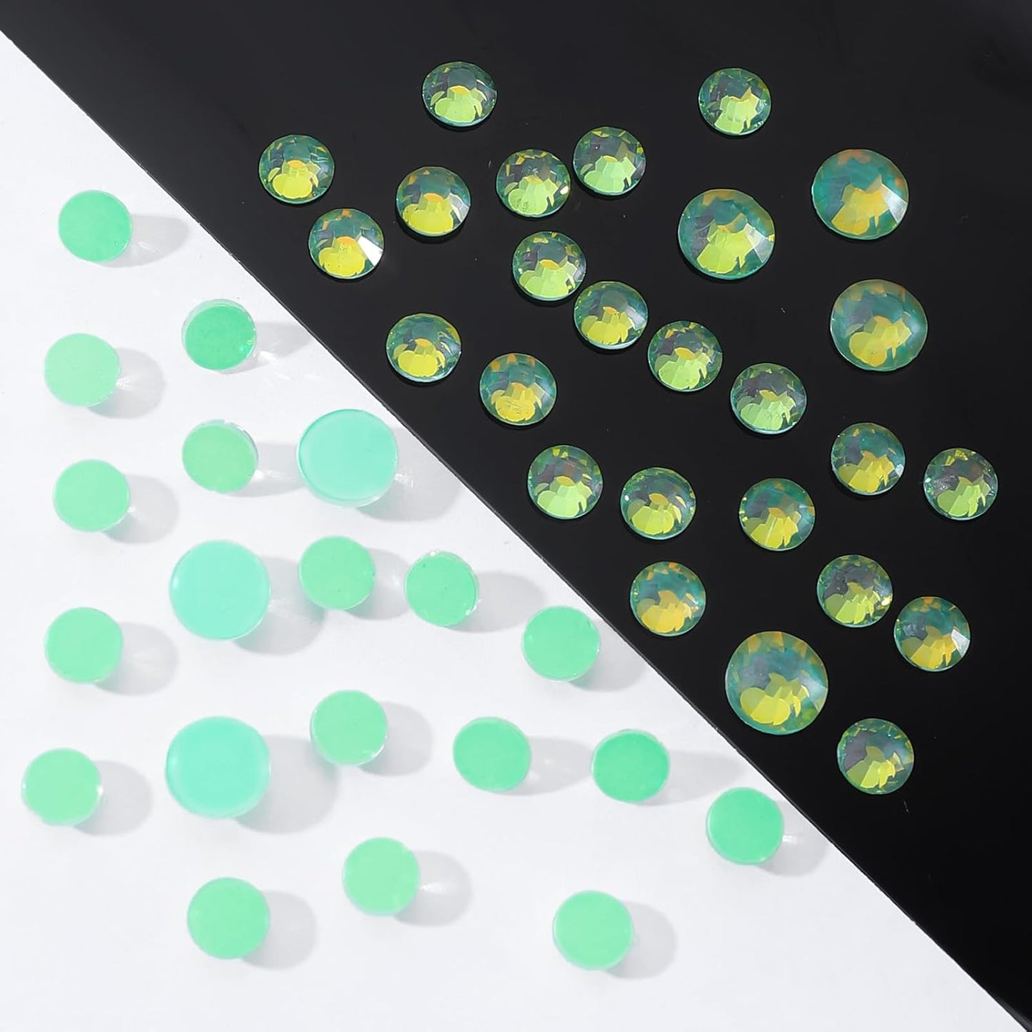 F Green Flatback Rhinestones, Glass Rhinestones for Nail Art and Craft, Glue Fix, Loose Crystal Gemstones(F Green, SS12, 1440pcs, 2.9-3.0mm)
