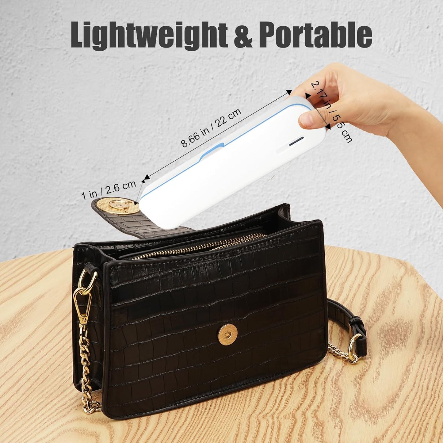 UV Toothbrush Sanitizer and Holder, Portable Travel Case and Cover, Toothbrush Cleaner Powered by AA Battery or USB-C, Fits Most Brushes