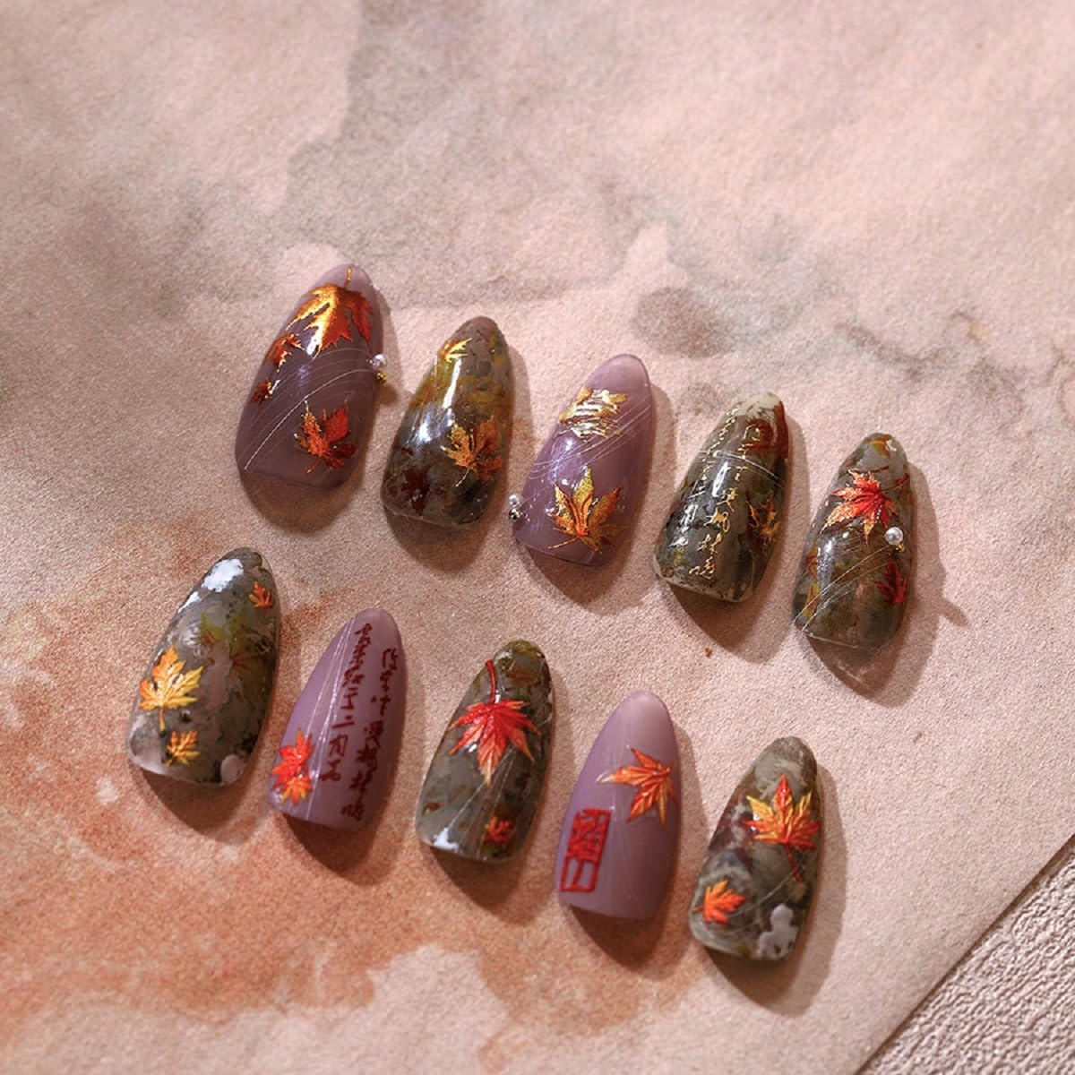 5D Embossed Autumn Maple Leaves Nail Stickers Maple Leaf Nail Stickers Fall Nail Art Decals Design Sticker Thanksgiving Nails Decals Autumn Gold Nails Supplies for Women Girls Manicure Decoration