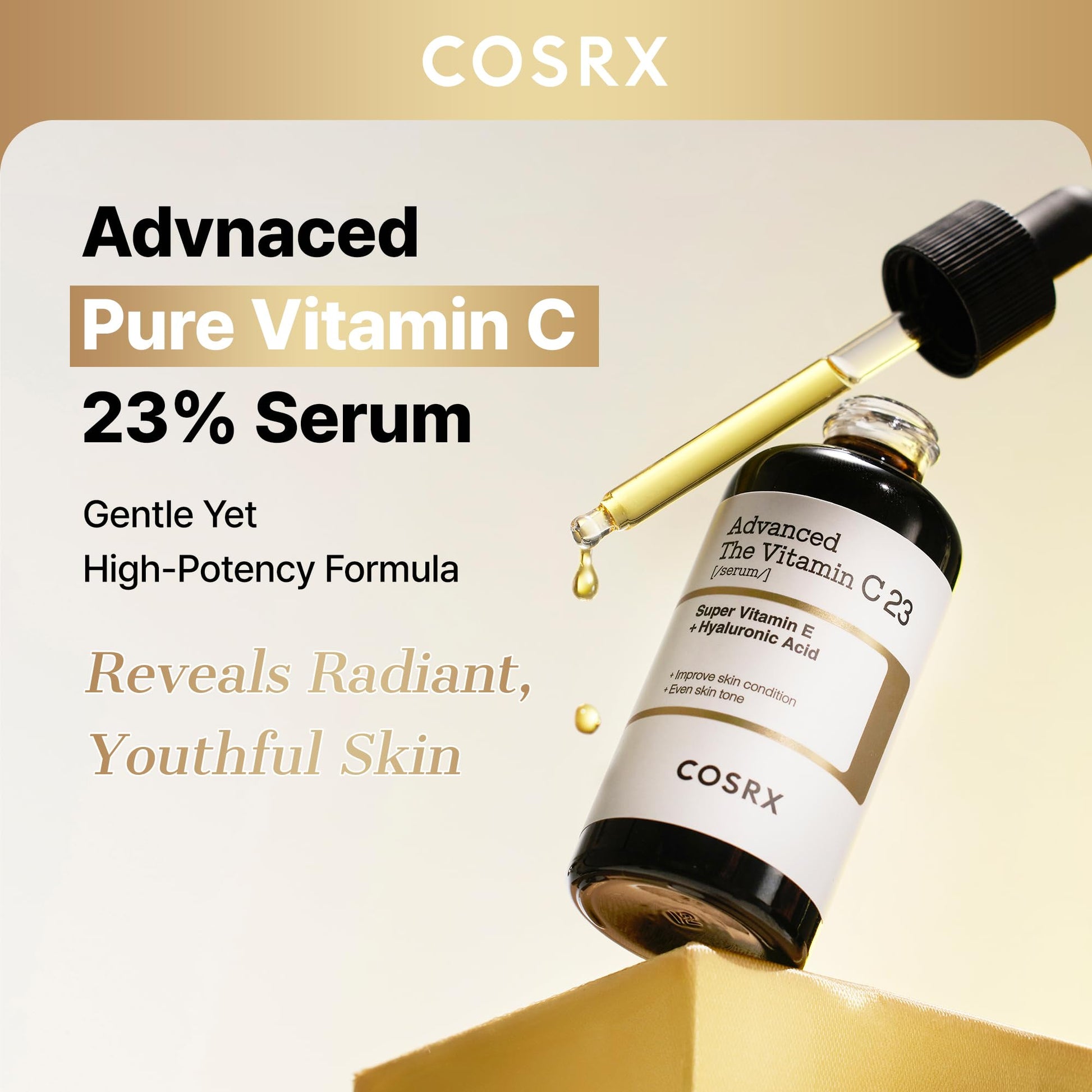 COSRX 23% Pure Vitamin C Serum for Face with Vitamin E, Glutathione, 0.7oz
