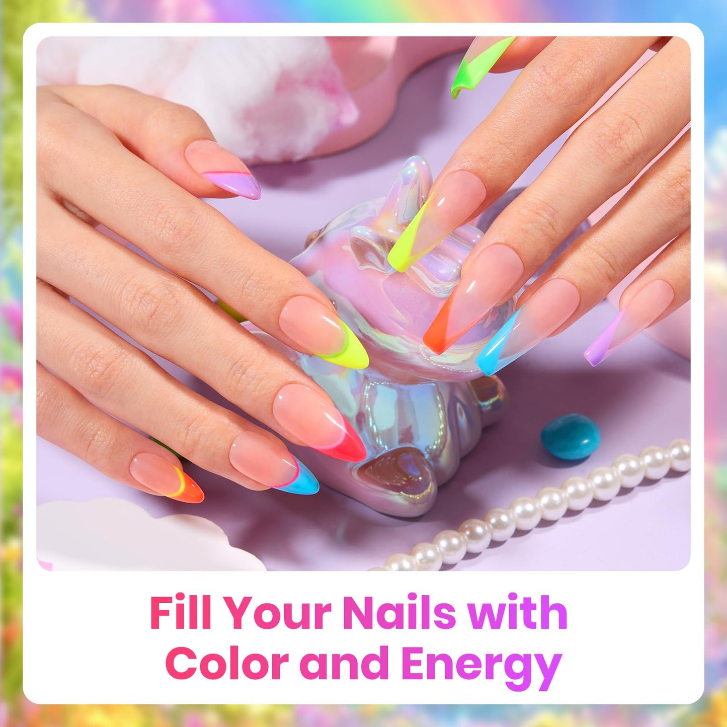 Beetles Neon Gel Nail Polish, Rainbow Kingdom, 6 Colors Gel Nail Polish Set