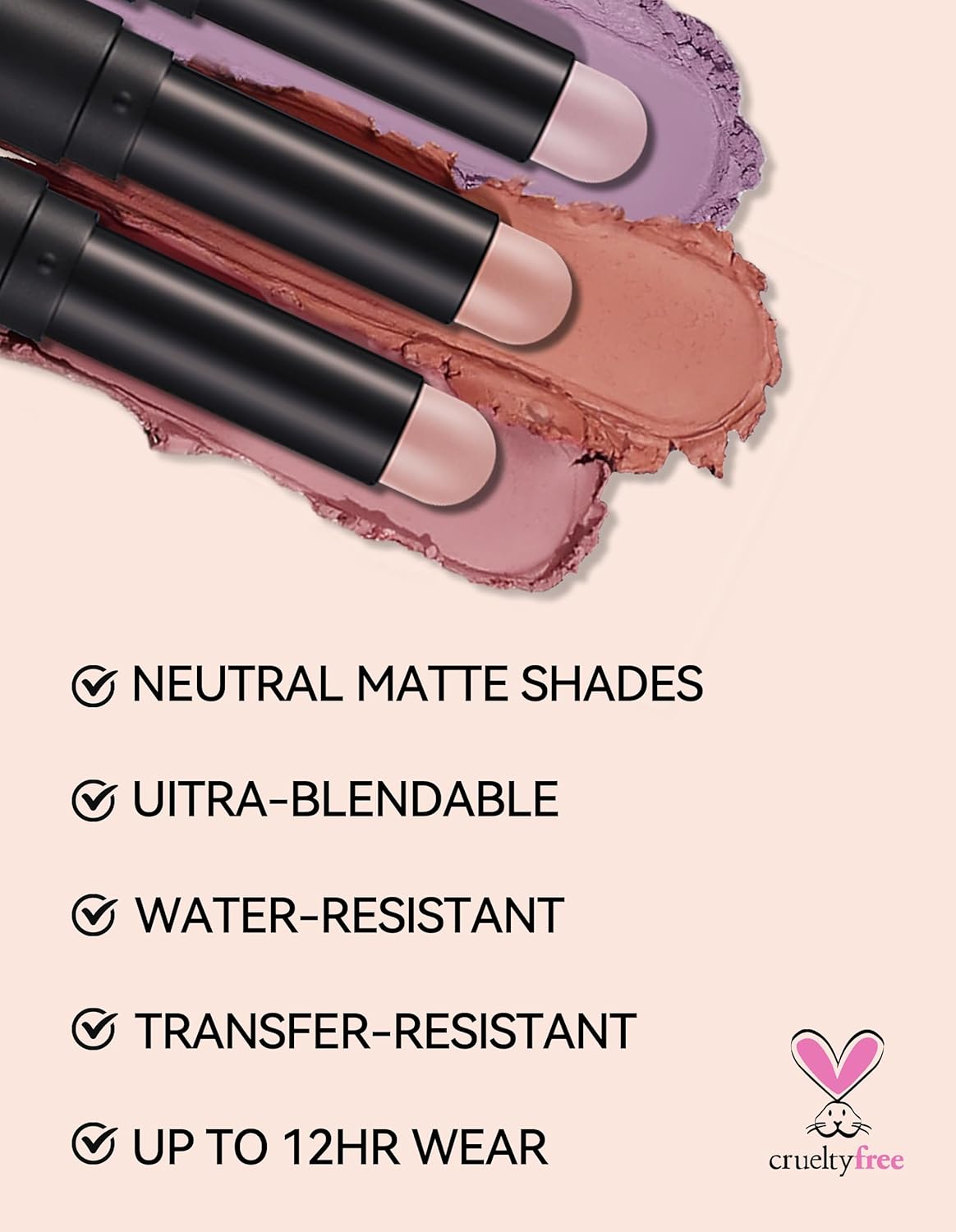 Erinde Waterproof Cream Eyeshadow Stick, Matte Nude Eye Shadow Sticks, Longwear Blendable High Pigmented, Neutral Eye Shadow Sticks Matte for Older Eyes, Smokey Eyeshadow Pencil Crayon, 19 Light Taupe