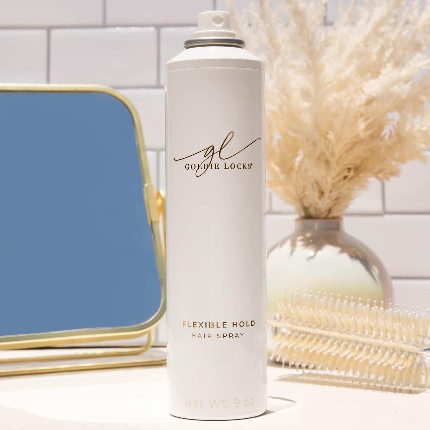 Goldie Locks Flexible Hold Hairspray - Lightweight, All-Day Hold & Brushable Finish - Humidity Resistant - Safe for Extensions & Color-Treated Hair - Protein-Free - 9 oz