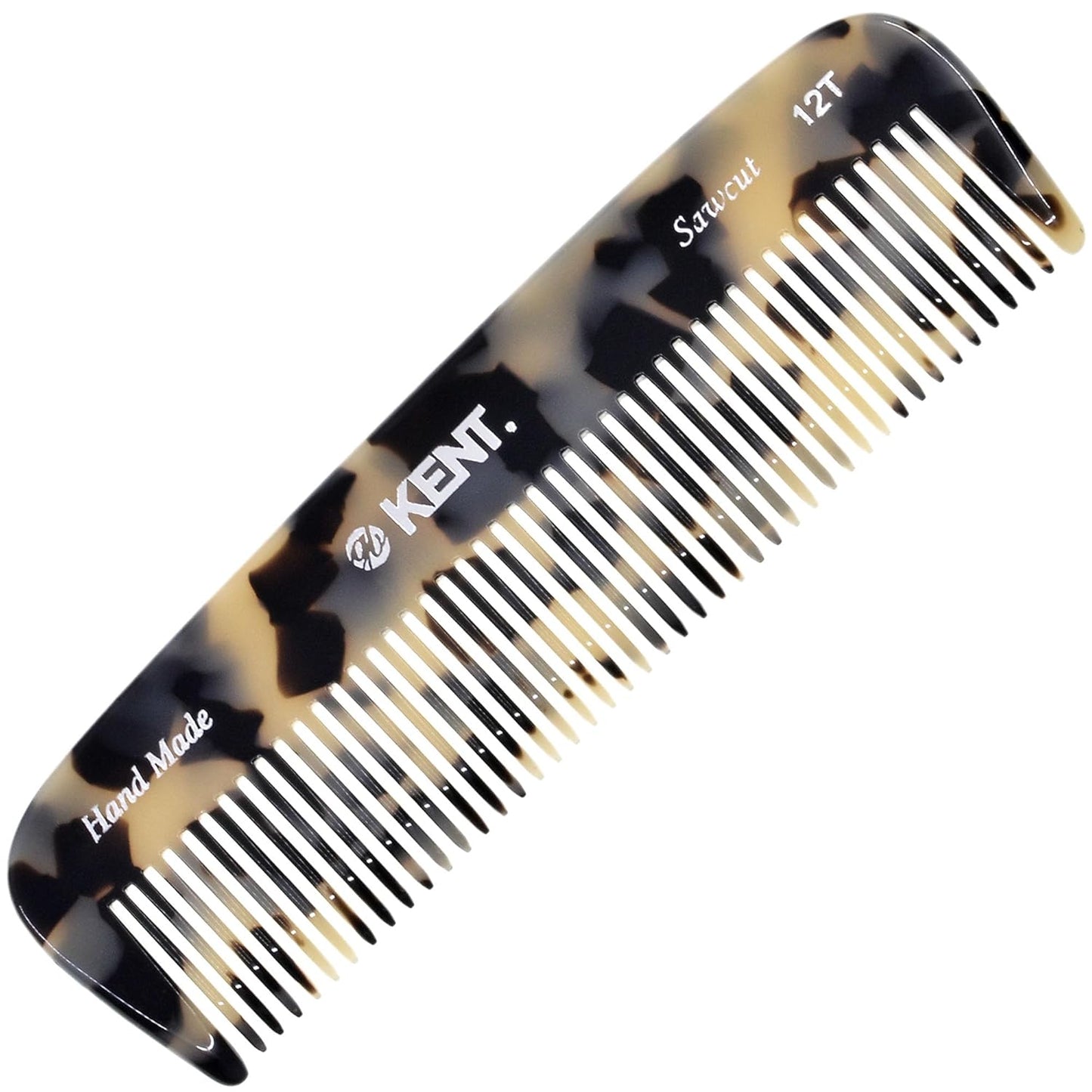Kent 12T TW Pocket Comb - Handmade Wide Tooth Hair Comb for Men, Women, and Kids - Travel, Beard, and Mustache Comb - Saw Cut and Hand Polished Made in England