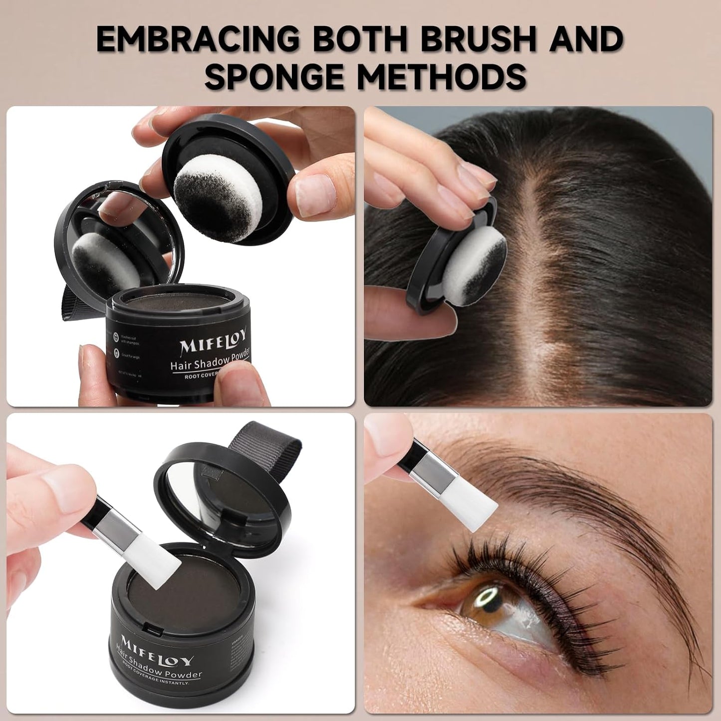 Root Touch Up Powder, Instantly Gray Hair Cover Up, Women Color Root Coverage Shadow Powder for Thinning Grey Hairline, Men Roots Concealer for Hair Loss Beard Line Eyebrow, White