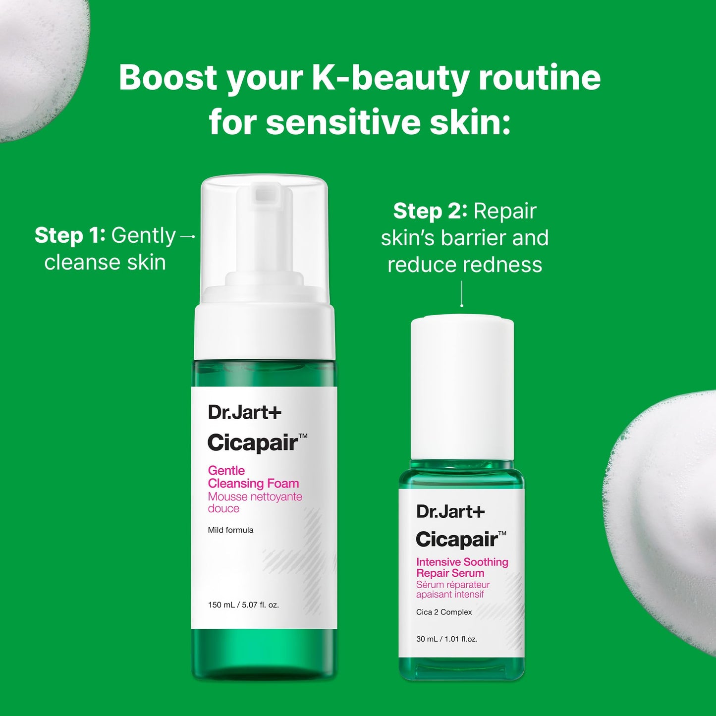 Dr.Jart+ Cicapair Gentle Foam Korean Face Wash Cleanser for Sensitive Skin with Centella Asiatica |