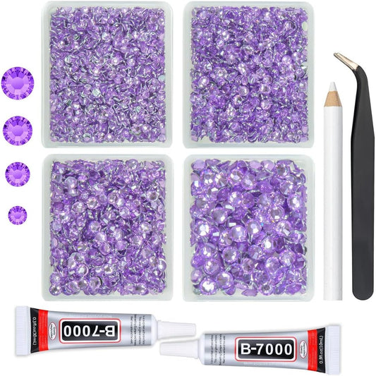 Amethyst Purple Crystal Resin Rhinestones w B7000 Jewelry Glue for Bedazzling Crafting 3mm 4mm 5mm