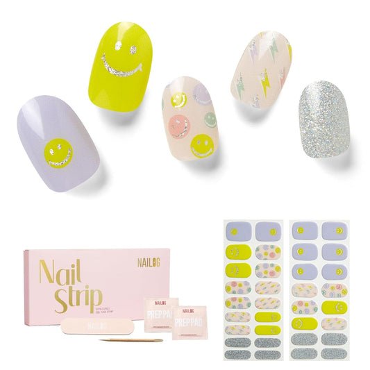 NAILOG Semi Cured Gel Nail Strips 34 pcs| Buy 2 Get 1 UV Lamp | Long Lasting Nail Polish Sticker