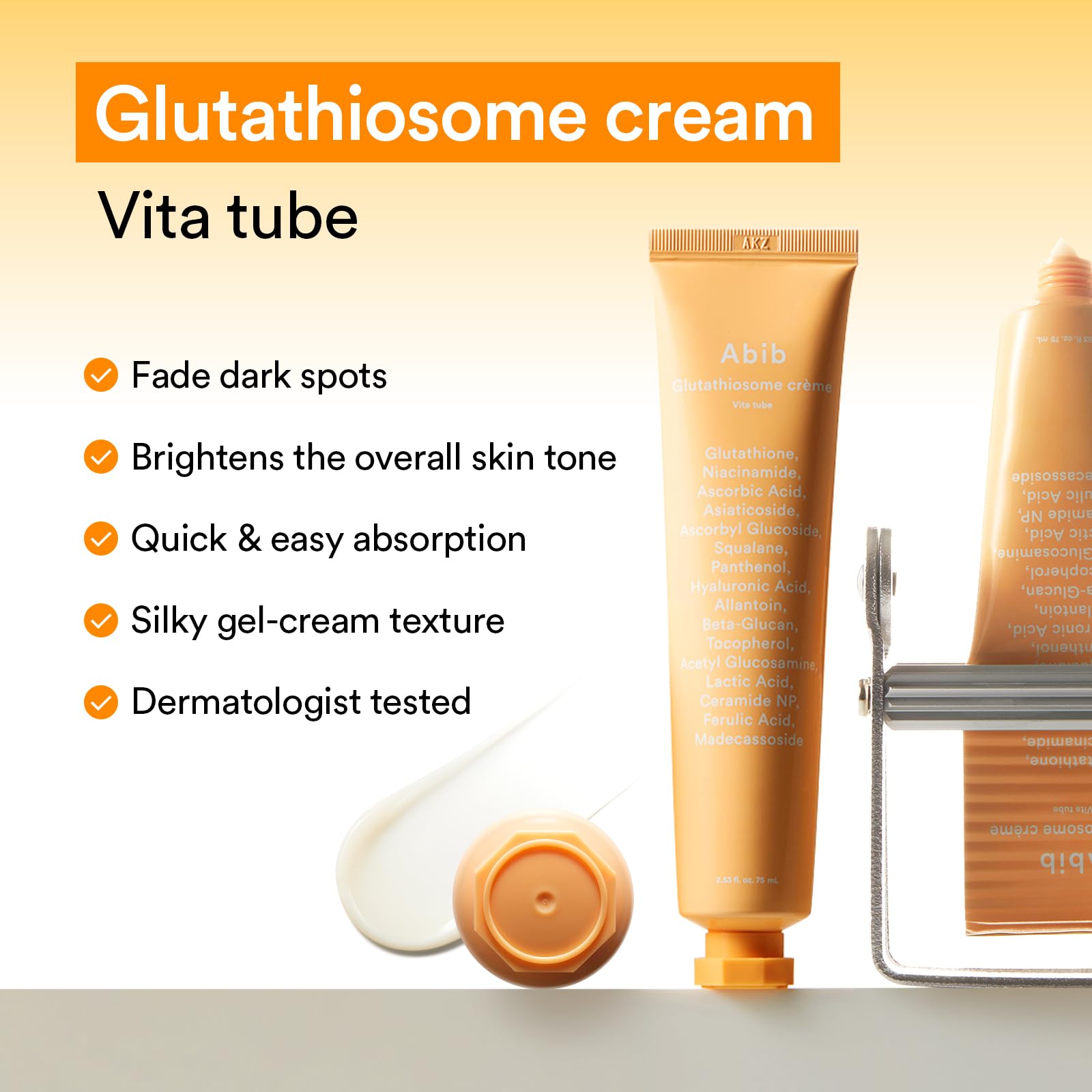 Abib Glutathiosome Cream Vita Tube, Moisturizer for Dull, Uneven Skin 2.53 fl oz