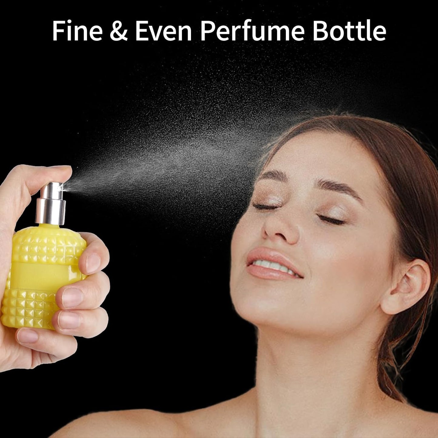 2 Pack 30ml Perfume Spray Bottles Empty, Refillable Glass Fine Mist Atomizer, Portable Travel Perfume Atomizers Fragrance Containers Sprayer for Cleaning, Essential Oils, Liquids (Yellow)