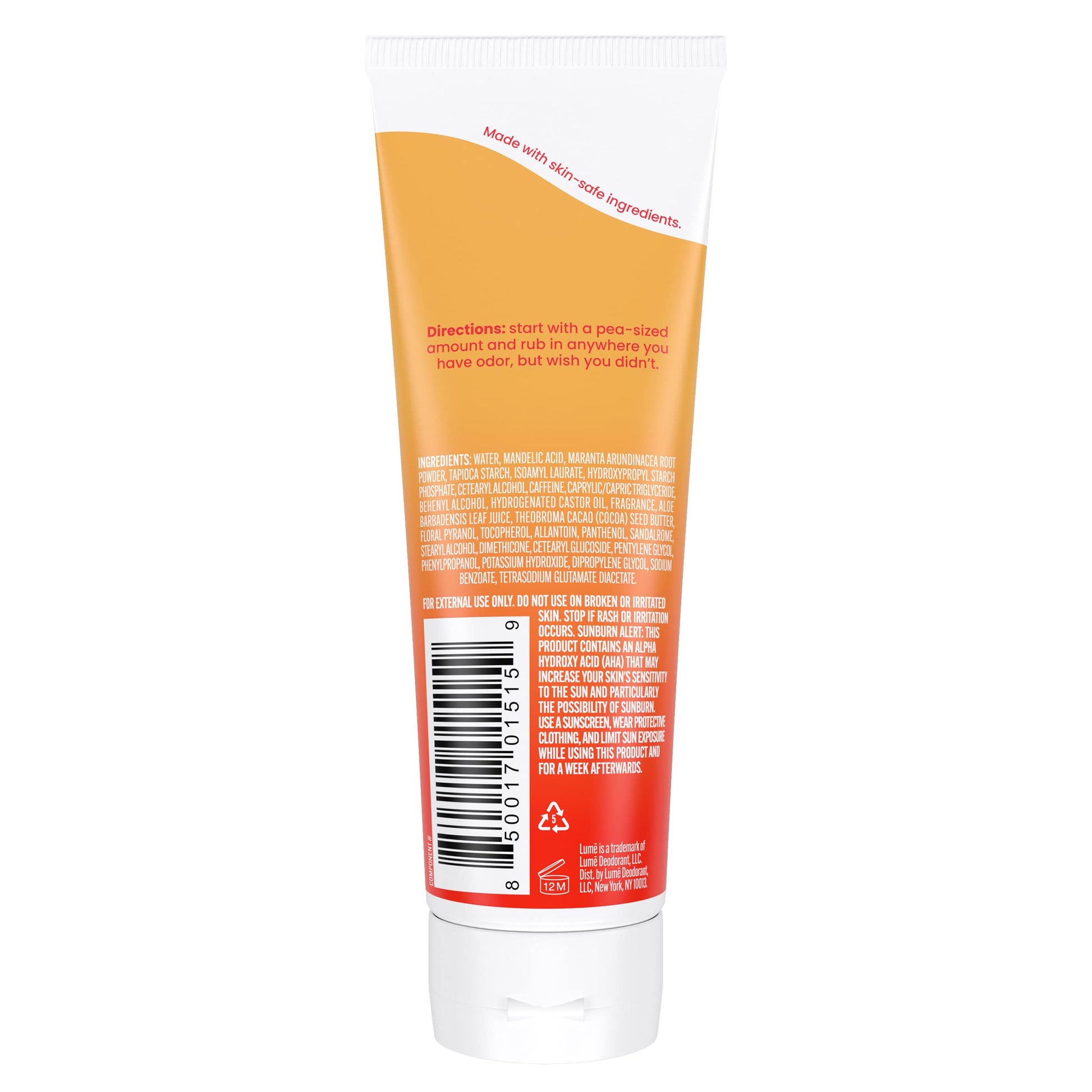 Lume Whole Body Deodorant - Cream Tube - 3 oz (Clean Tangerine)