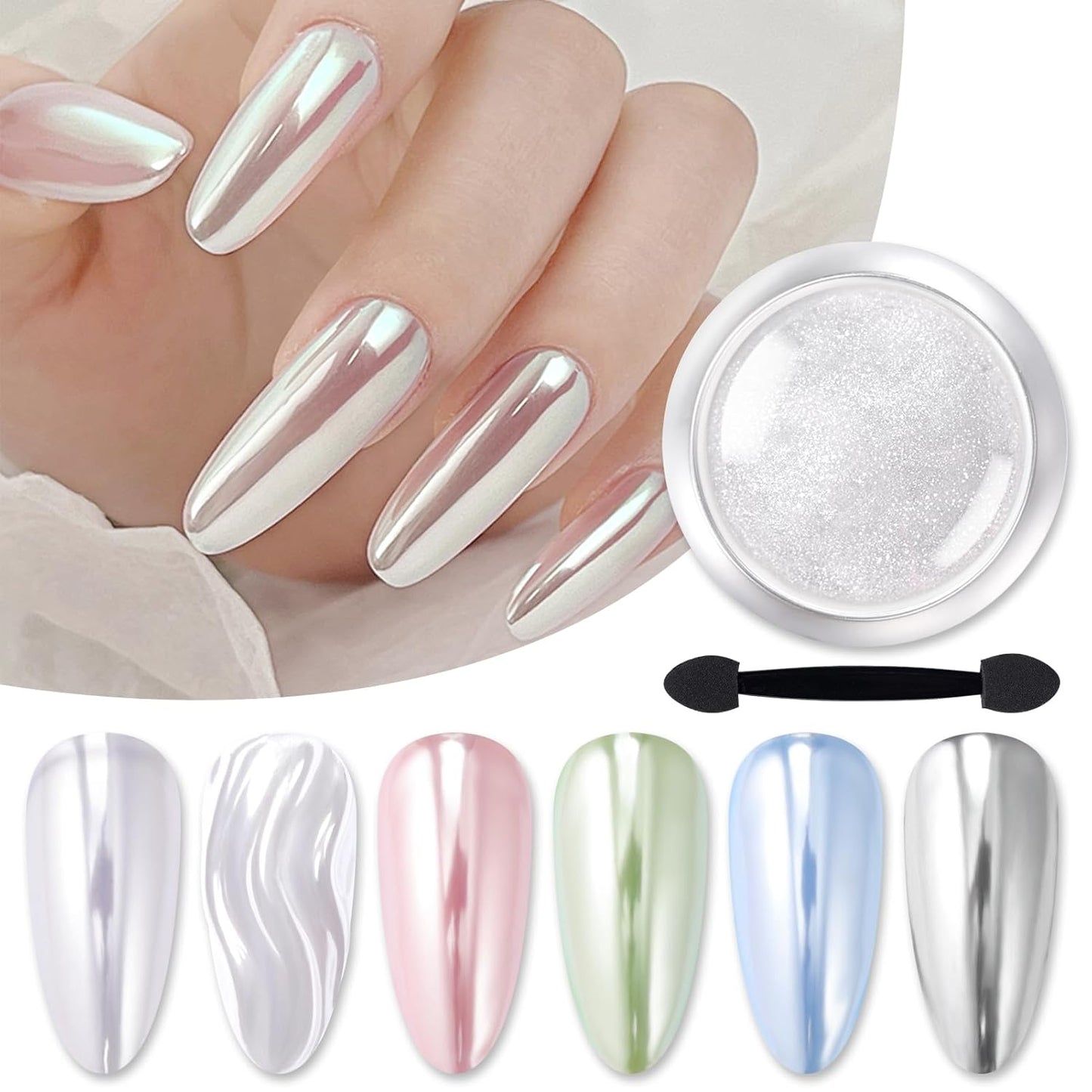 Born Pretty Silver Chrome Nail Powder Super Glossy Mirror Effect Metallic Nail Powder Nail Glitter Manicure Pigments for Nail Art Design