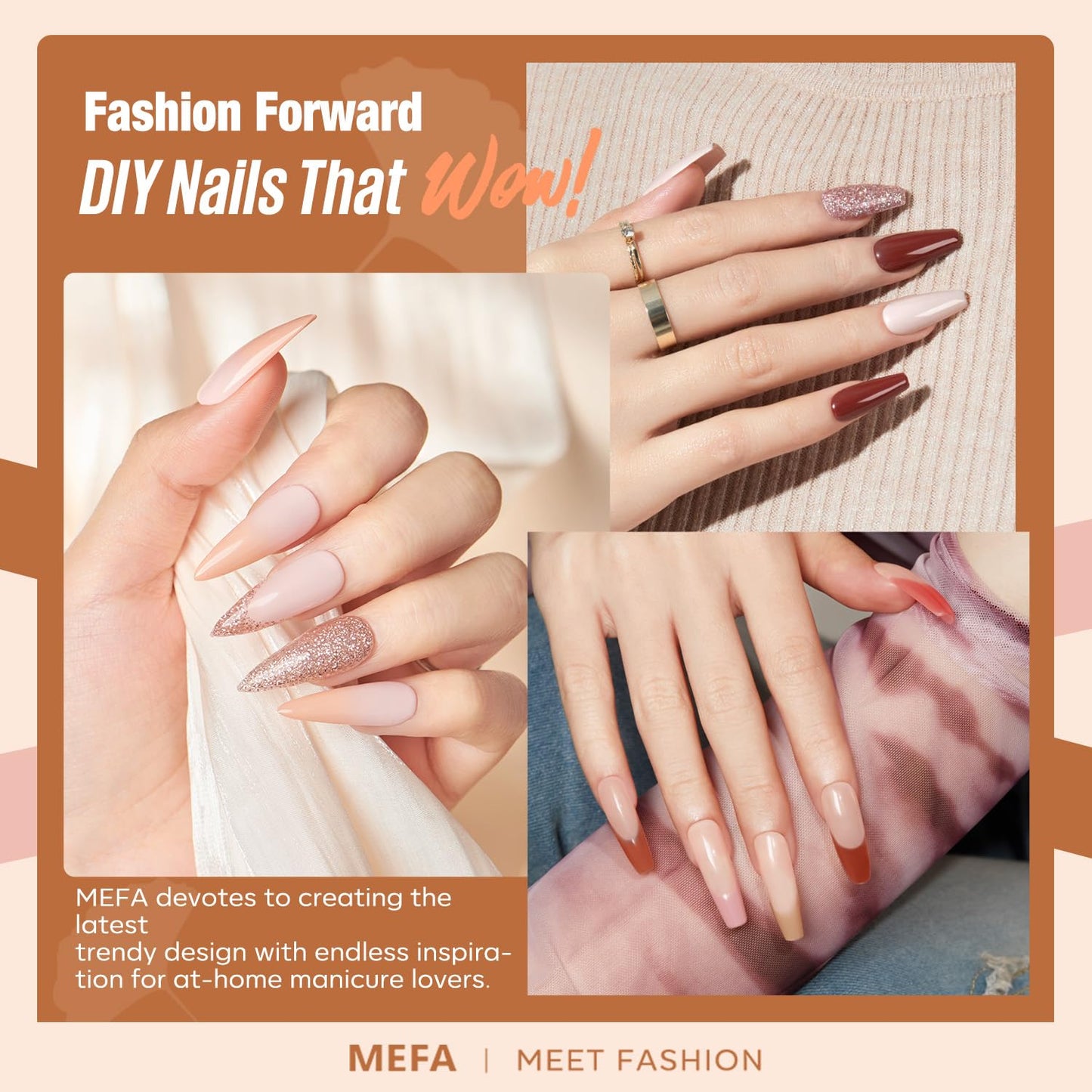 MEFA Nude Gel Nail Polish Set, 12 Colors Champagne Gold Glitter Gel Polish Set Shimmer Nude Pink natural Nail Polish Soak Off Burgundy Dark Red Brown Gifts for Women Girl DIY Salon Home Manicure