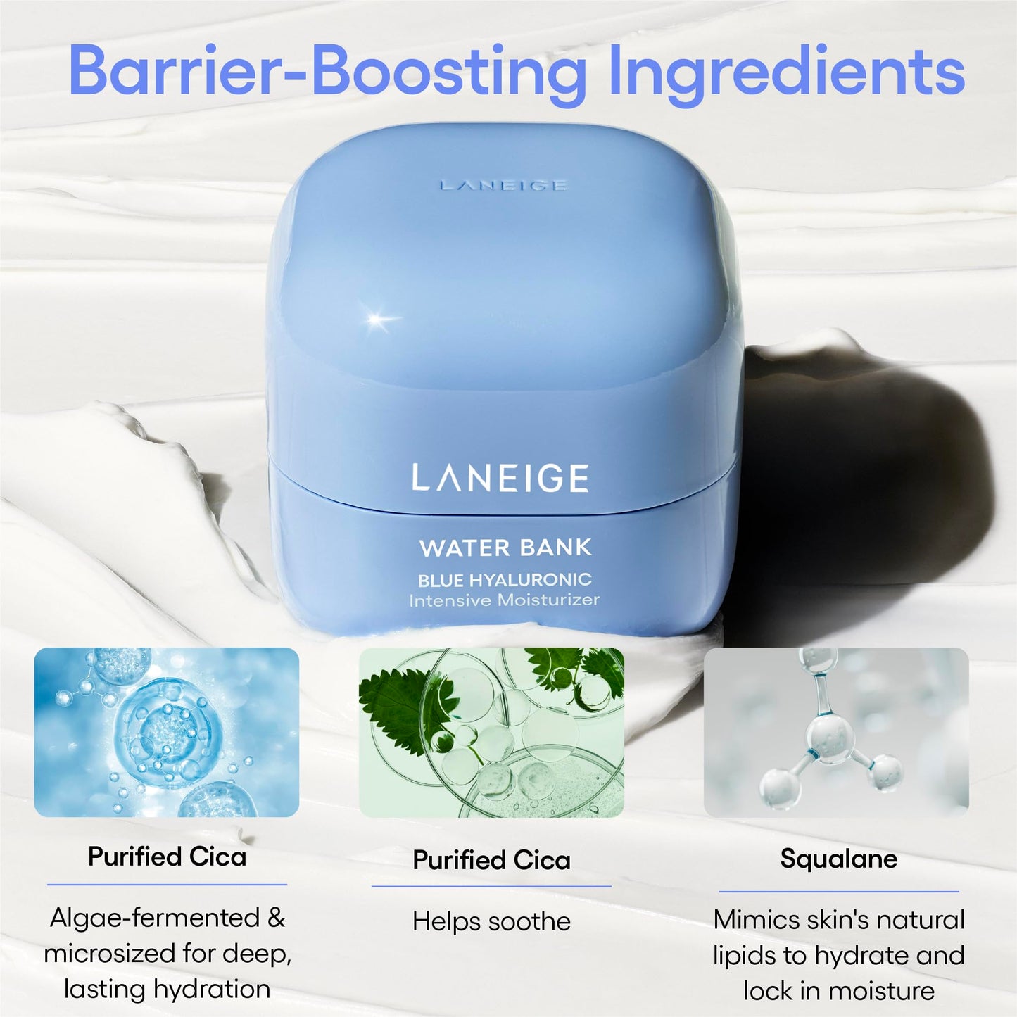 LANEIGE Water Bank Blue Hyaluronic Intensive Moisturizer Mini: Hydrating Face Cream for Very Dry