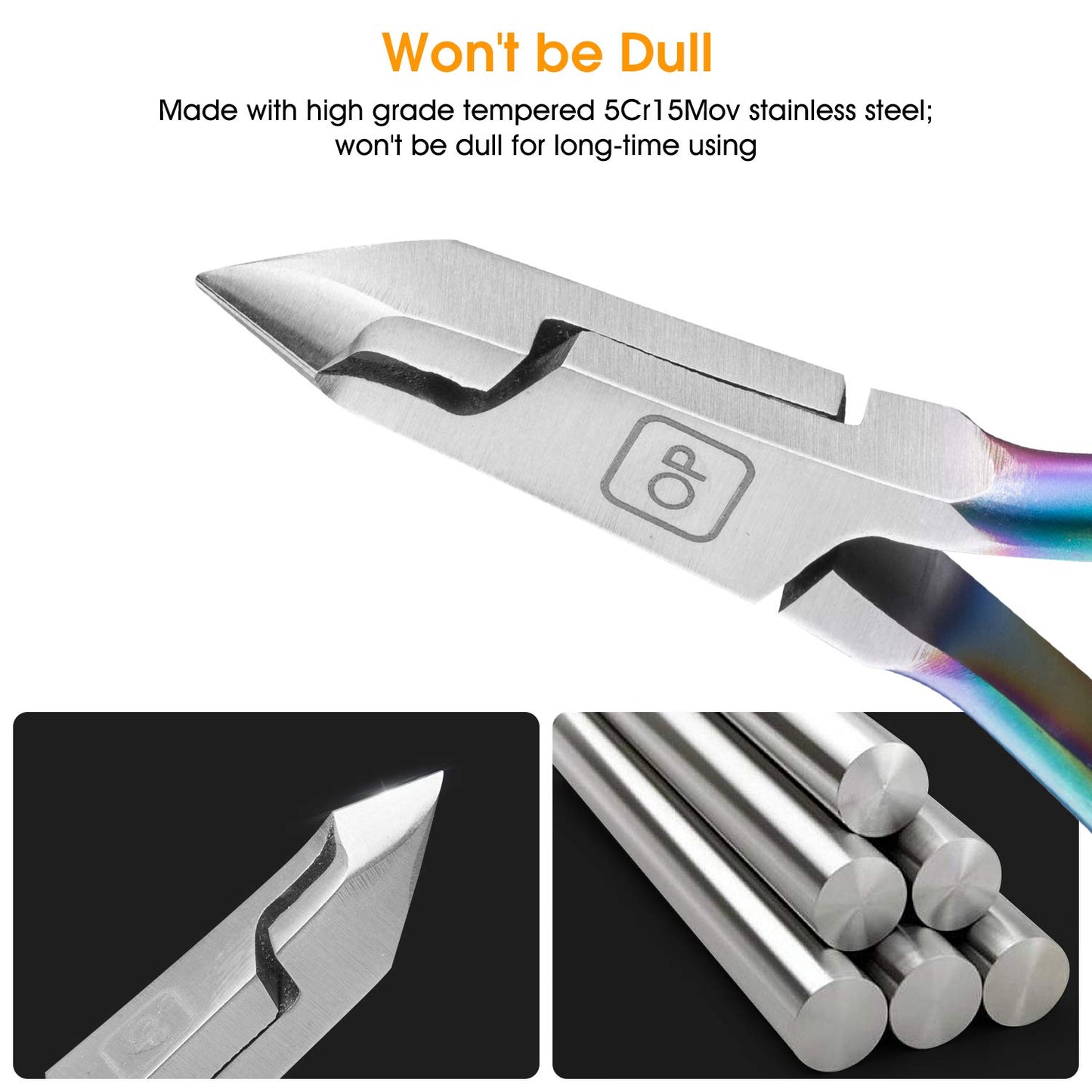 Cuticle Trimmer-opove Cuticle Remover Cuticle Nipper Professional Stainless Steel Cuticle Cutter Clipper Durable Pedicure Manicure Tools for Fingernails and Toenails,X7 mini Color Gradient