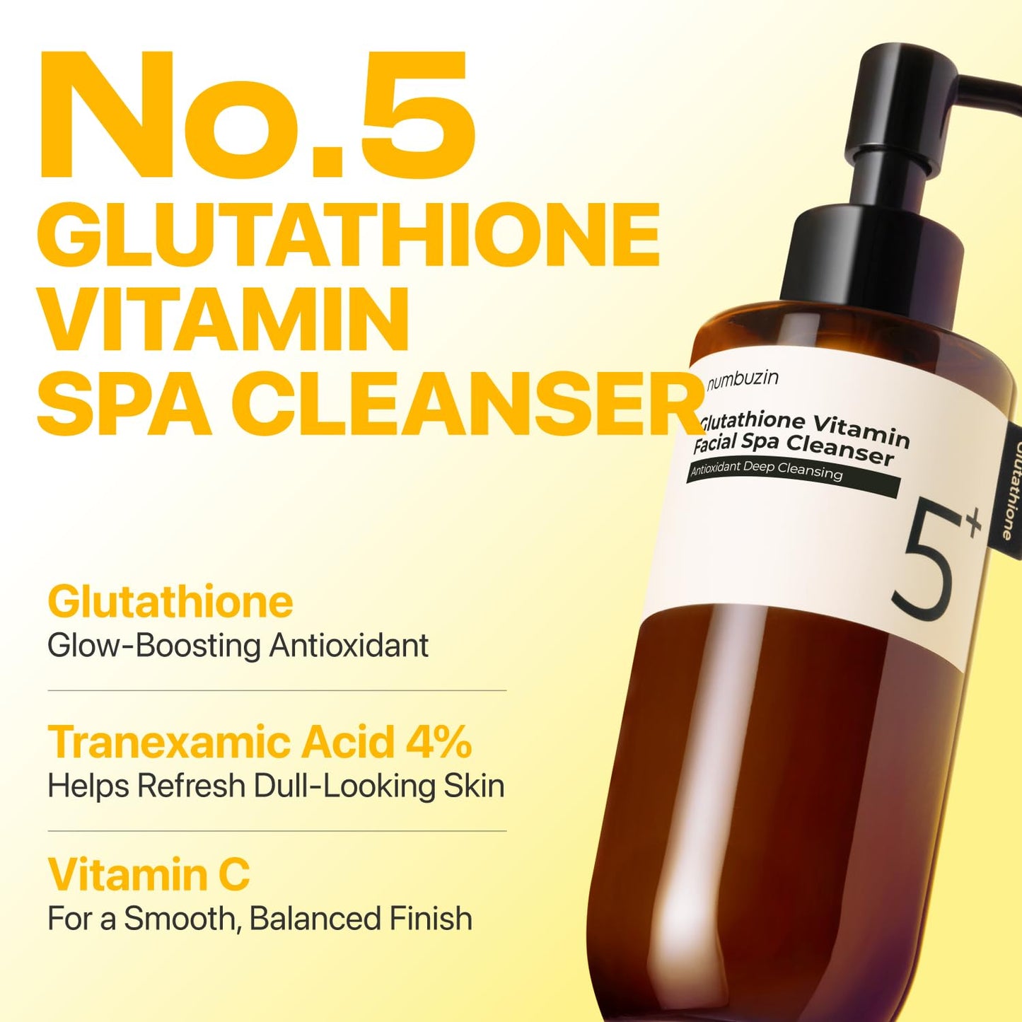 numbuzin No.5 Cleansing Oil, Glutathione & Vitamin C Cleanser for Pores, Sebum & Dark Spots, Rich