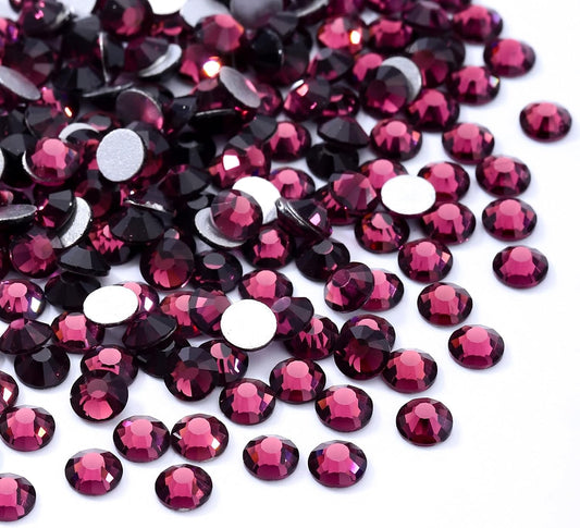 Purple Flatback Rhinestones, Glass Rhinestones for Nail Art and Craft, Glue Fix, Loose Crystal