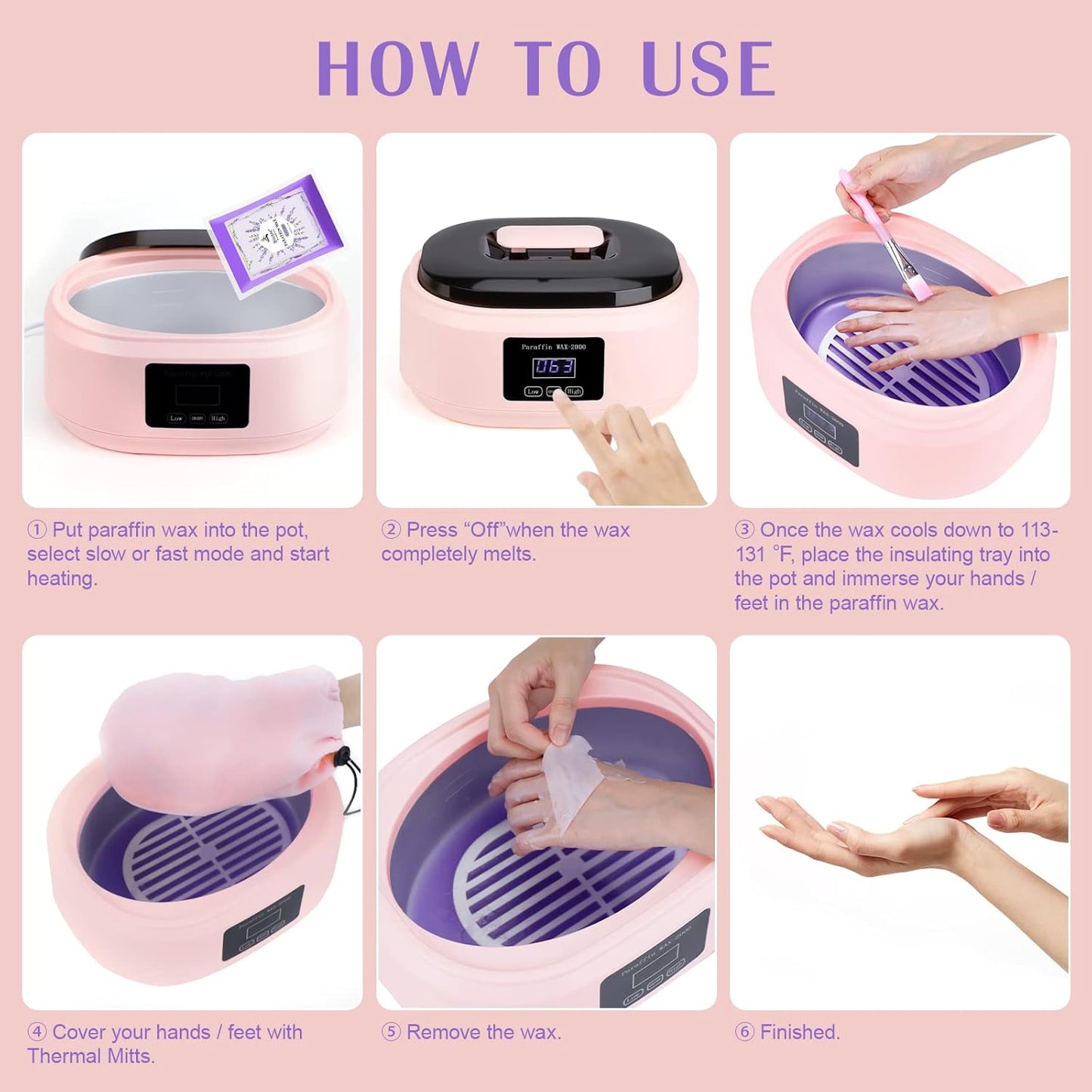 Biutee Paraffin Wax Machine Touchscreen 3500ml Paraffin Wax Warmer with 4 Pack Lavender Wax 30Min Fast Wax Meltdown Temperature Control Paraffin Hot Wax Spa Arthritis Paraffin Bath