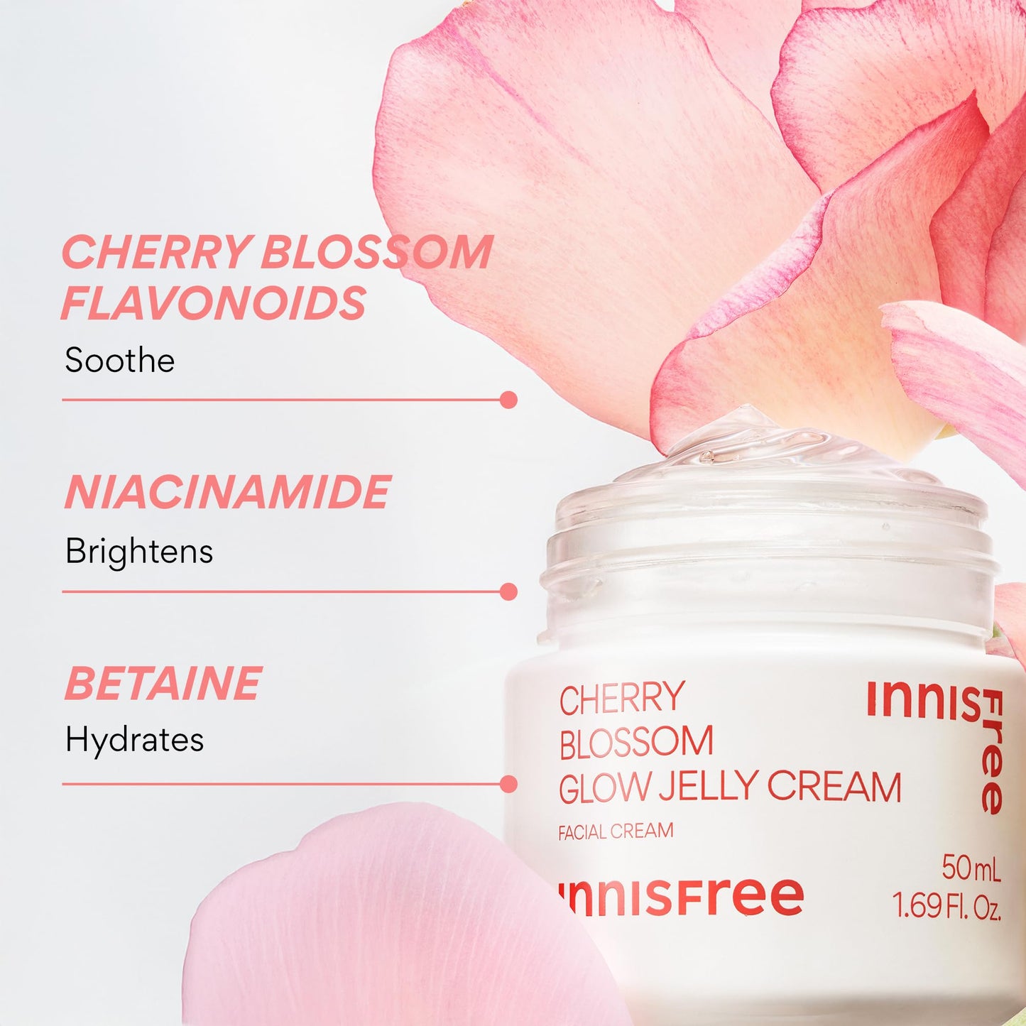 Innisfree Cherry Blossom Glow Jelly Cream | Hydrating Korean Moisturizer with Niacinamide for