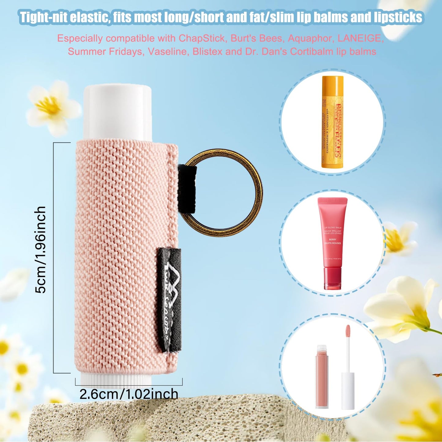 WK IEASON Lip Balm Holder Keychain for LANEIGE, Summer Fridays, Small Christmas Gifts Stocking