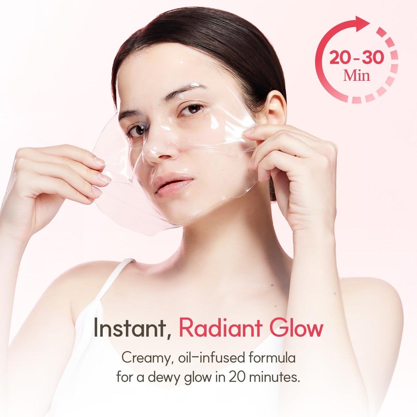 The Face Shop Pink Collagen Wrapping Mask, Peel-Off Facial Mask for Glass Skin, with Vegan PDRN &