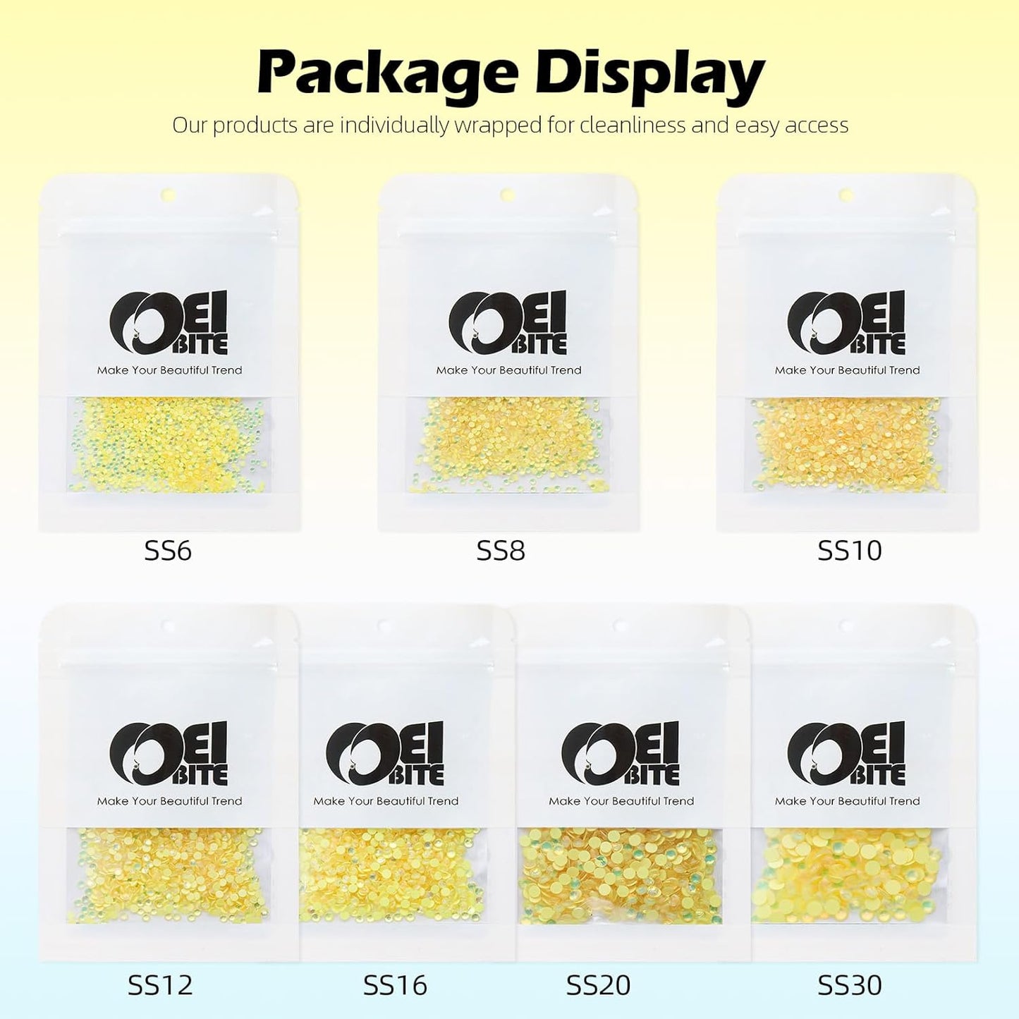 F Yellow Flatback Rhinestones, Glass Rhinestones for Nail Art and Craft, Glue Fix, Loose Crystal Gemstones(F Yellow, SS16, 1440pcs, 3.8-4.0mm)