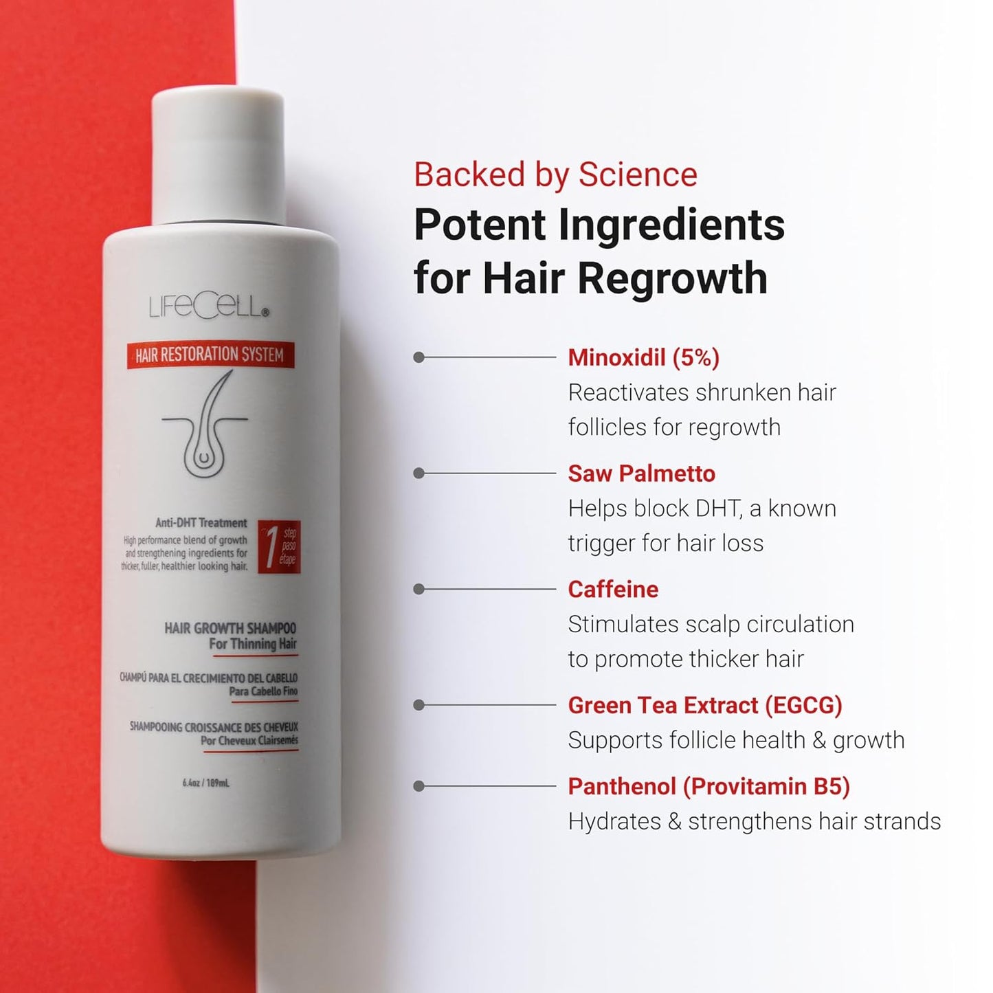 LifeCell Hair Restoration System for Men 5% – Hair Growth Treatment with Minoxidil, Anti-DHT Shampoo & Conditioner – Thicker, Fuller Hair – Supports Scalp Health & Hair Regrowth