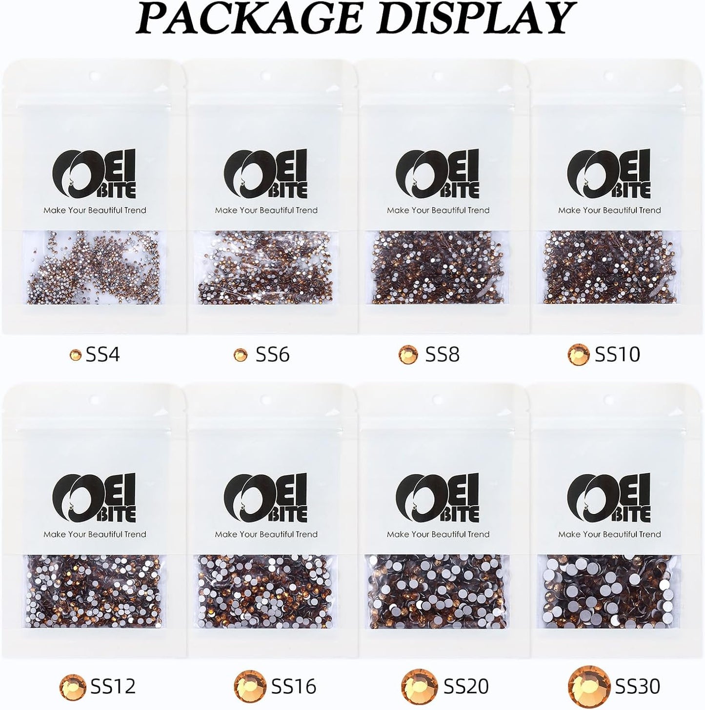 Topaz Flatback Rhinestones, Glass Rhinestones for Nail Art and Craft, Glue Fix, Loose Crystal Gemstones(Topaz, SS10, 1440pcs, 2.7-2.8mm)