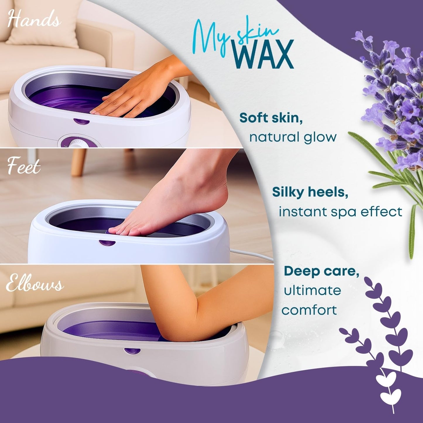 Paraffin Wax Refills Maxi Pack for Hands and Feet Bath – 6 Large 14oz Blocks (5.25 lb), Lavender Scent, Moisturizing Slightly Oily Wax for Arthritis Relief, Pedicure, Home and Spa Therapy