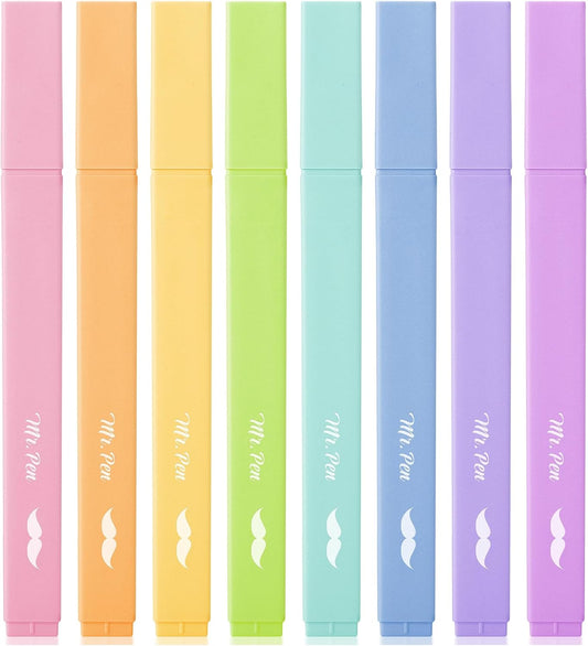 Mr. Pen- Aesthetic Highlighters, 8 Pcs, Chisel Tip, Pastel Candy Colors, Cute Assorted Colors, Bible Highlighters and Pens No Bleed for Bible Pages