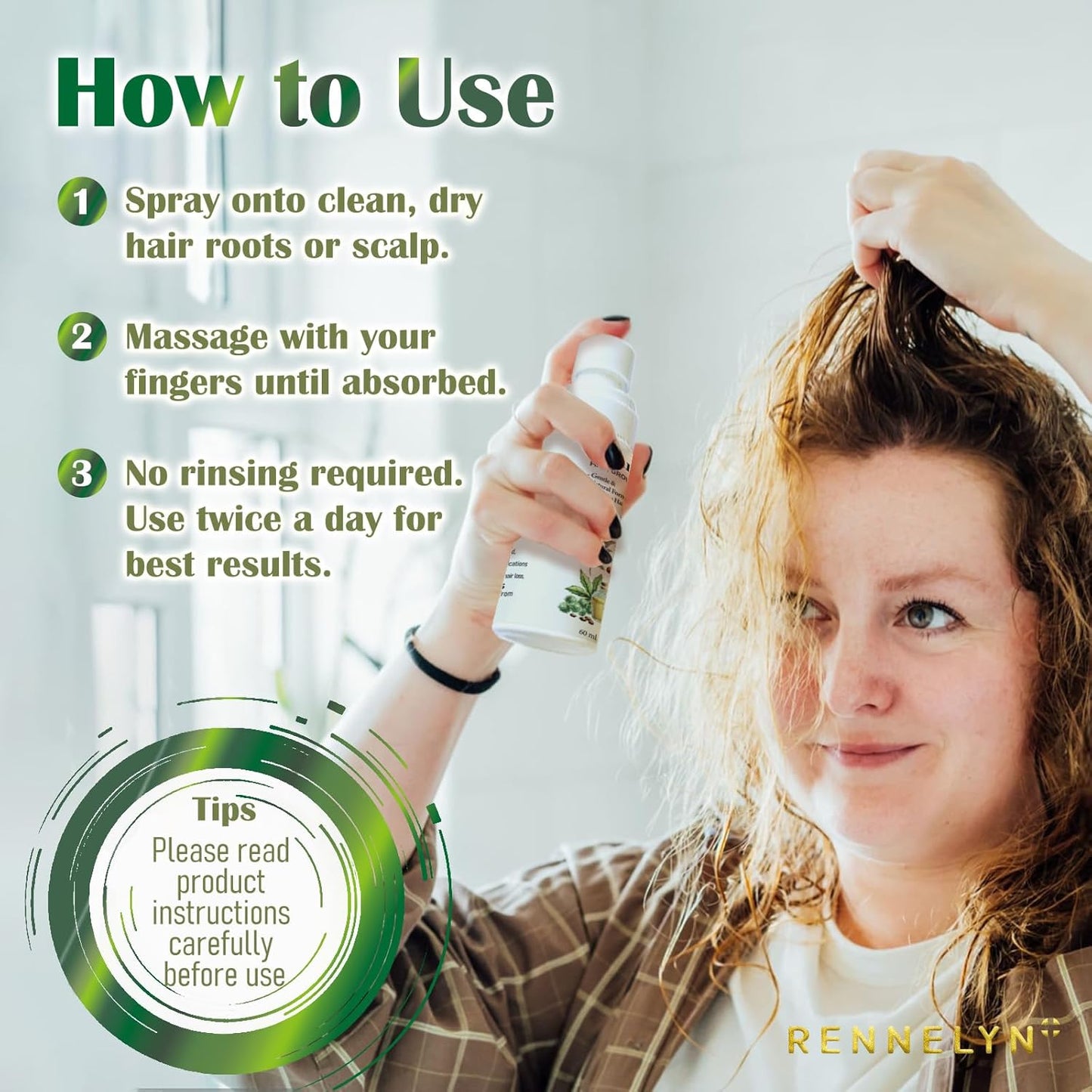 Natural Hair Growth Oil Spray: Rosemary Castor Batana Oil with Rice Water Lotion for Hair Thickening For Women 60ML