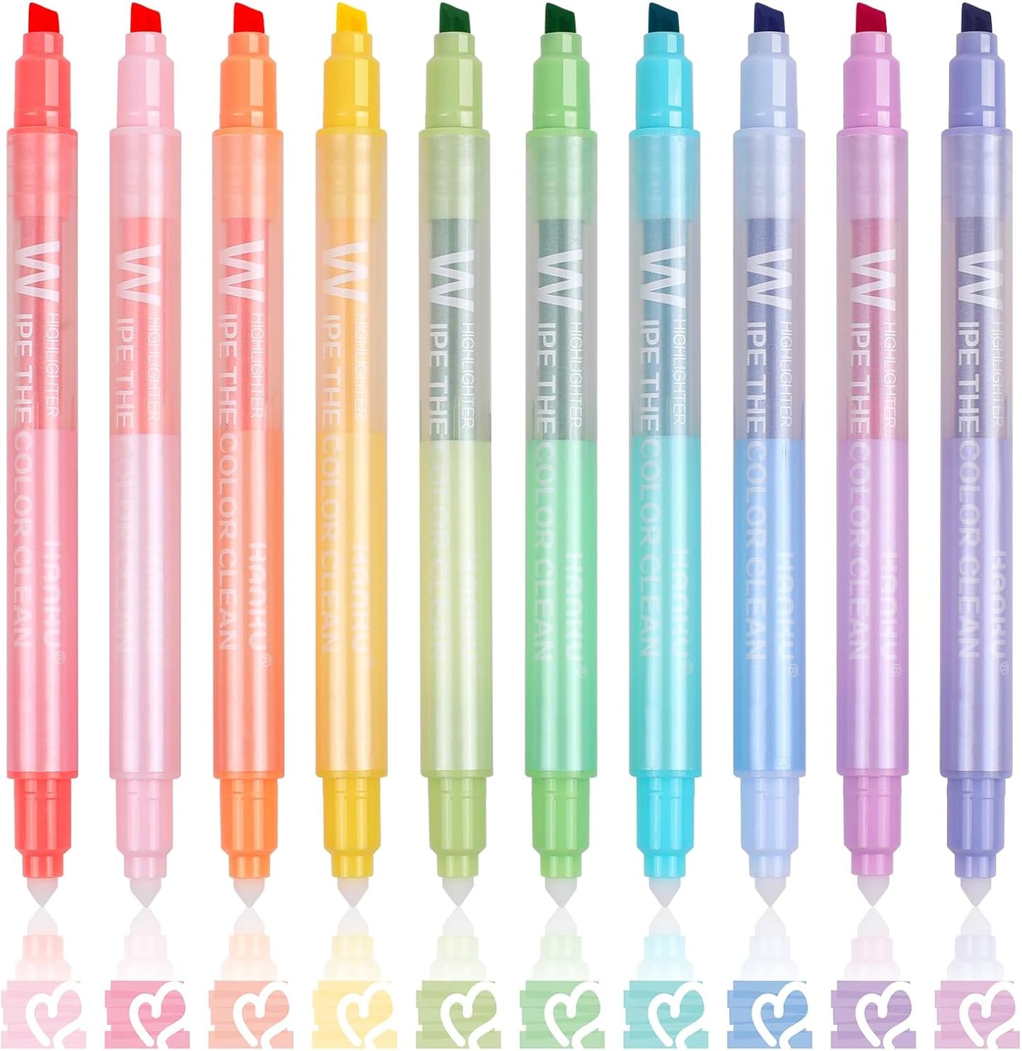 Erasable Highlighters, 10 Pastel Highlighters Assorted Colors, Dual Tip Cute Erasable Highlighter Pens No Bleed Through for Bullet Journaling, Bible Study, School Office Supplies
