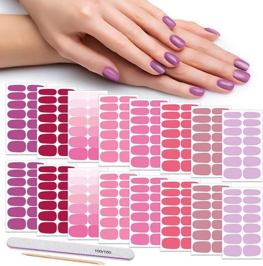 DANNEASY 16 Sheets Nail Wraps for Women Nail Polish Strips Solid Color Self Adhesive Sticker Nails