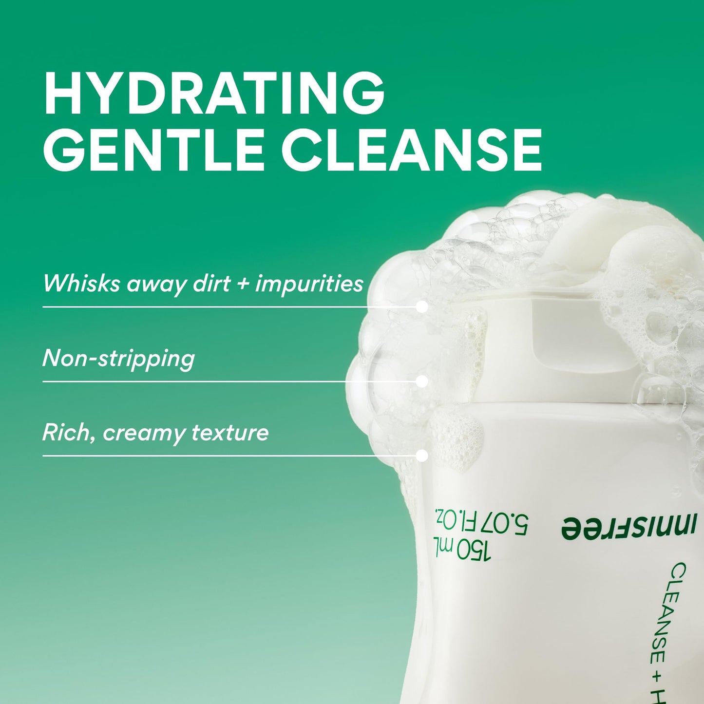 innisfree Green Tea Amino Acid Cleansing Foam | Hydrating Korean Face Wash | Gentle Lather |