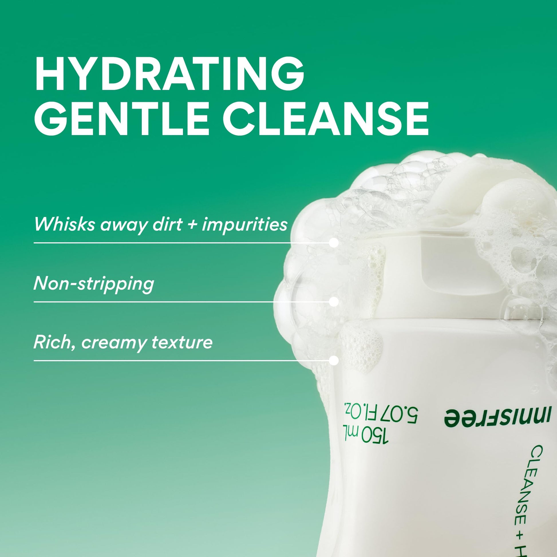 innisfree Green Tea Amino Acid Cleansing Foam | Hydrating Korean Face Wash | Gentle Lather |