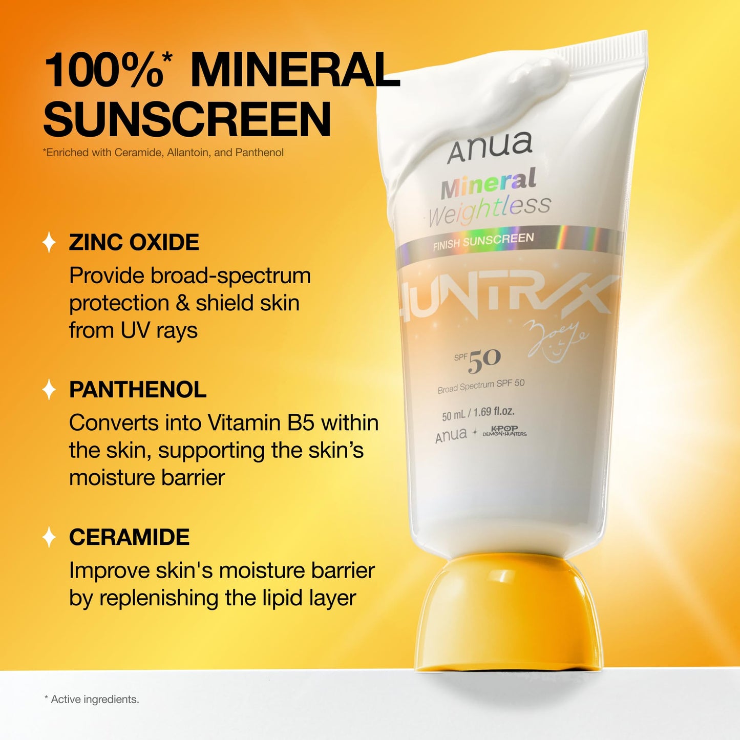 Anua Mineral Weightless Finish Sunscreen SPF 50, Broad Spectrum, Zinc-Based for Sensitive Skin