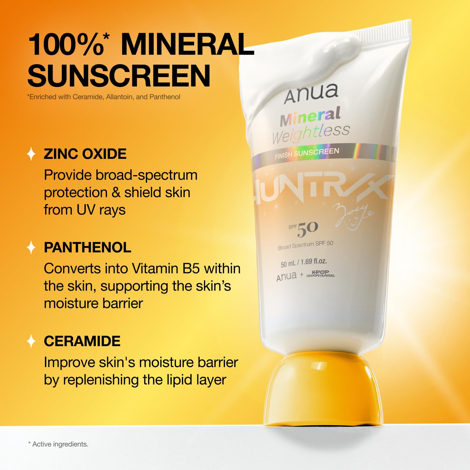 Anua Mineral Weightless Finish Sunscreen SPF 50, Broad Spectrum, Zinc-Based for Sensitive Skin