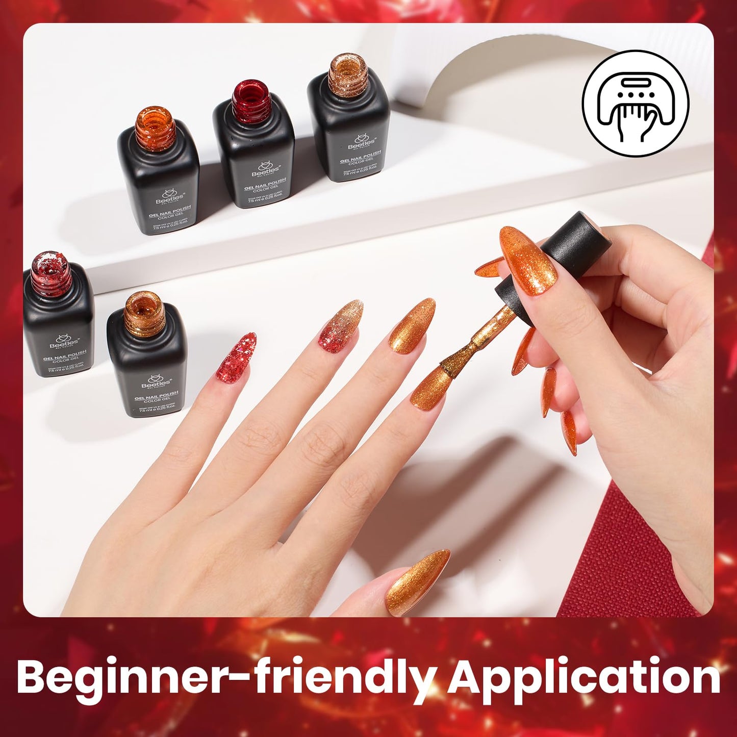 Beetles Fall Glitter Gel Polish, Passion Rush Collection Glitter Nails