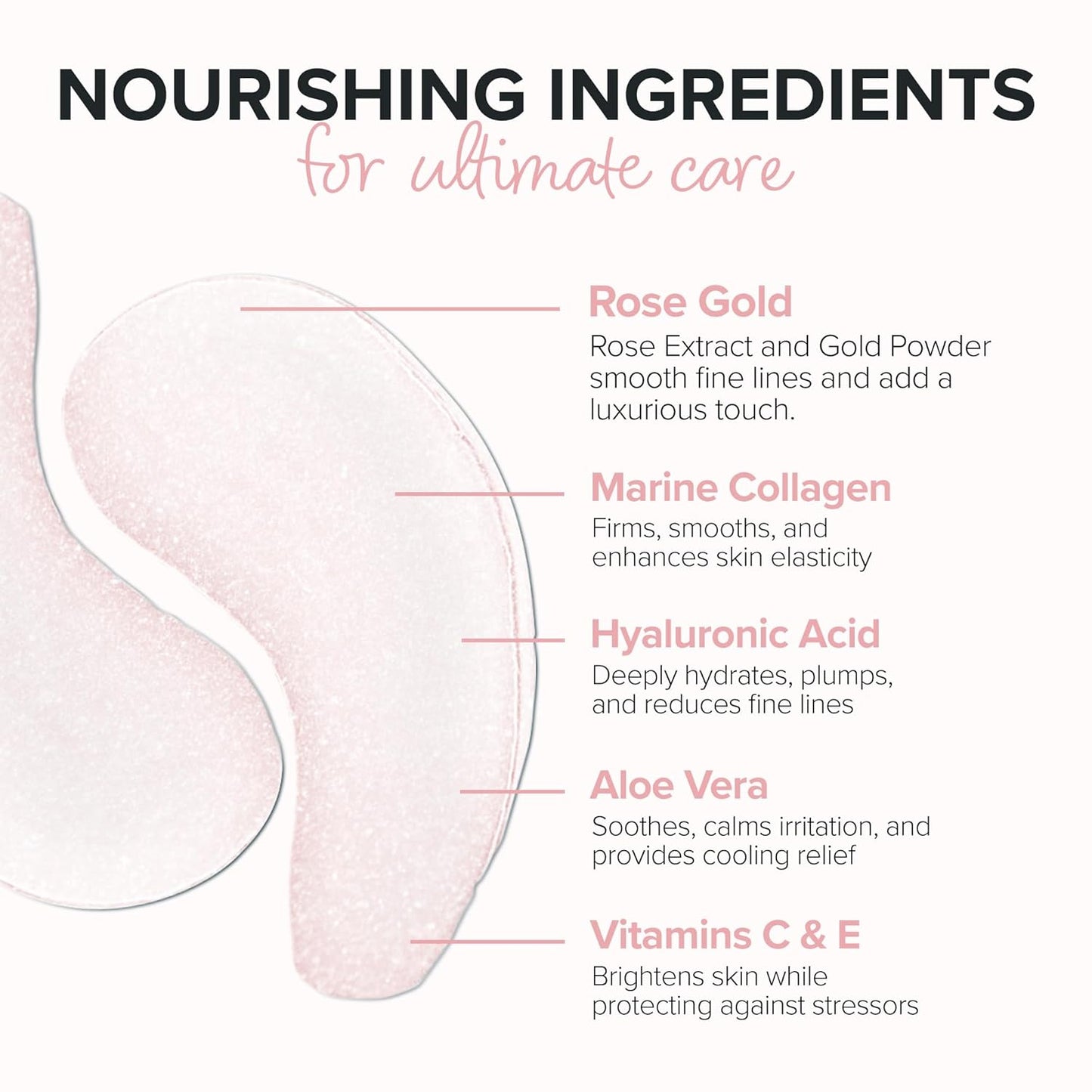 ToGoSpa Rose Gold EYES, Dark Circle Warrior | Premium Clean Anti-Aging Gel Pads with Collagen, Hyaluronic Acid, Aloe Vera, Vitamins C & E, 1 Pack - 3 Pair