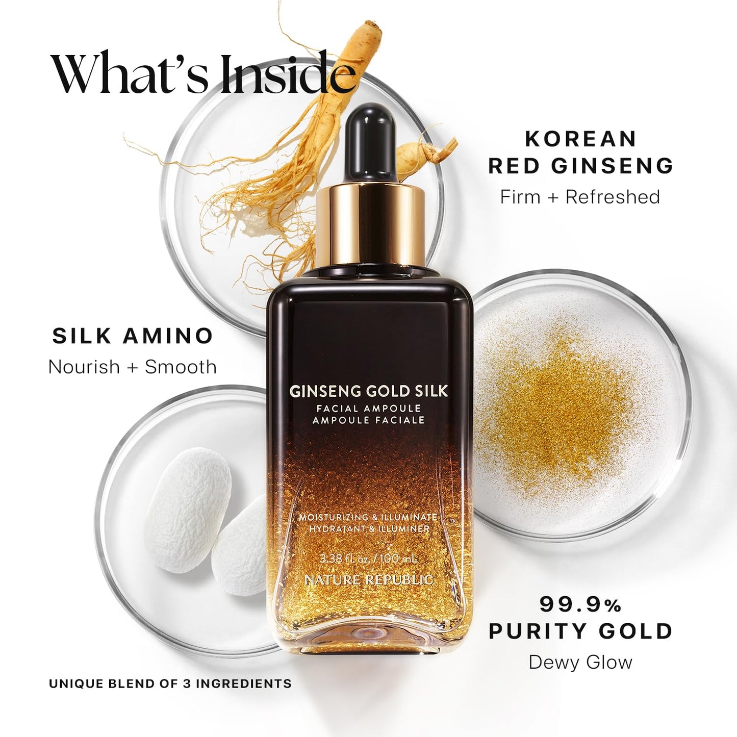 Nature Republic Ginseng Gold Silk Facial Ampoule | Hydrating Glow moisturizer for face, Niacinamide